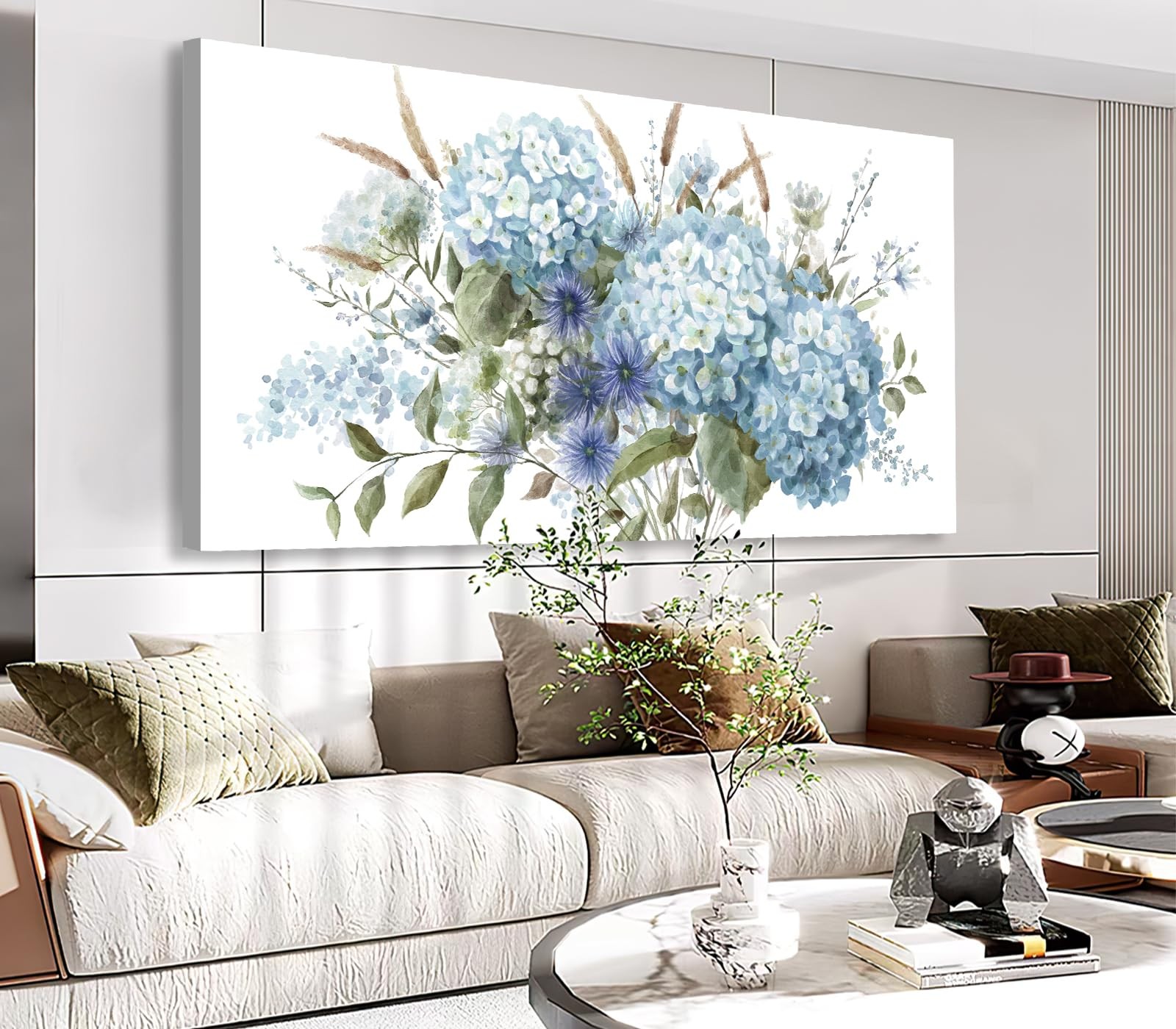 VEAEE Blue Hydrangea Botanical Canvas Prints Painting Abstract Artwork 20\