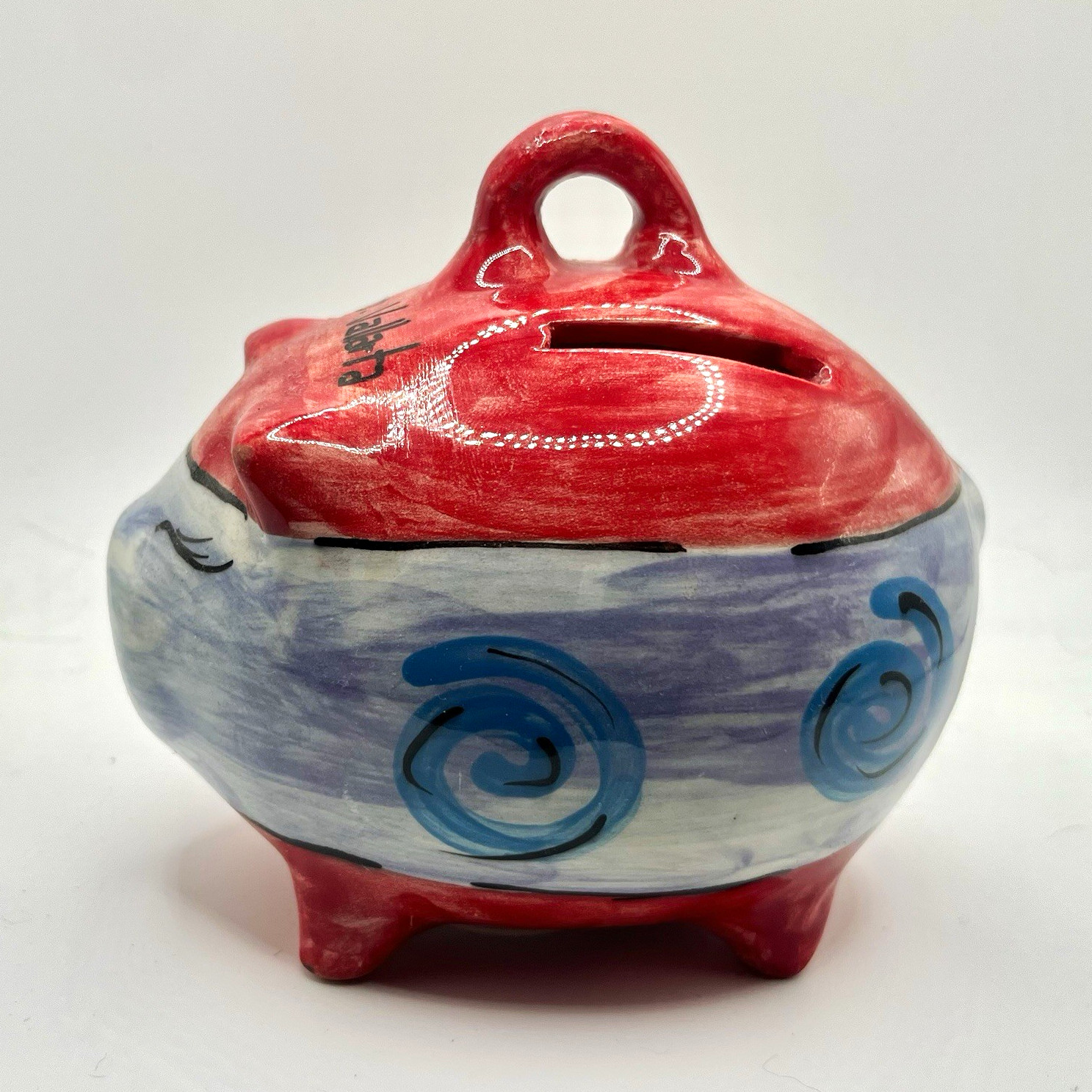 Vintage Ceramic Pig Piggy Bank Pig Hand-Painted Kids Puerto Vallarta Souvenir