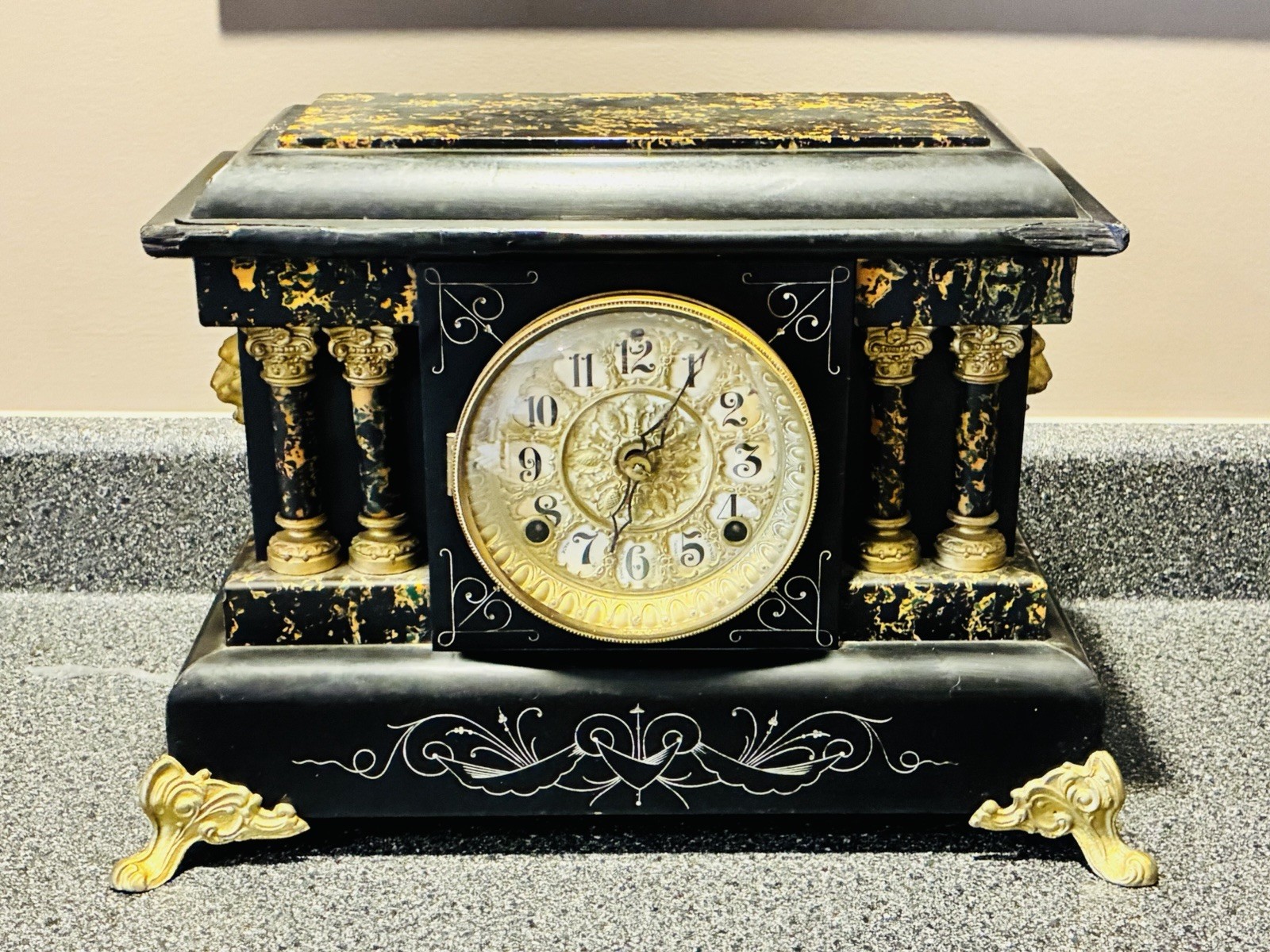 Antique 1901 Seth Thomas No 102 Adamantine Mantel Clock Parts Repair 8 Day