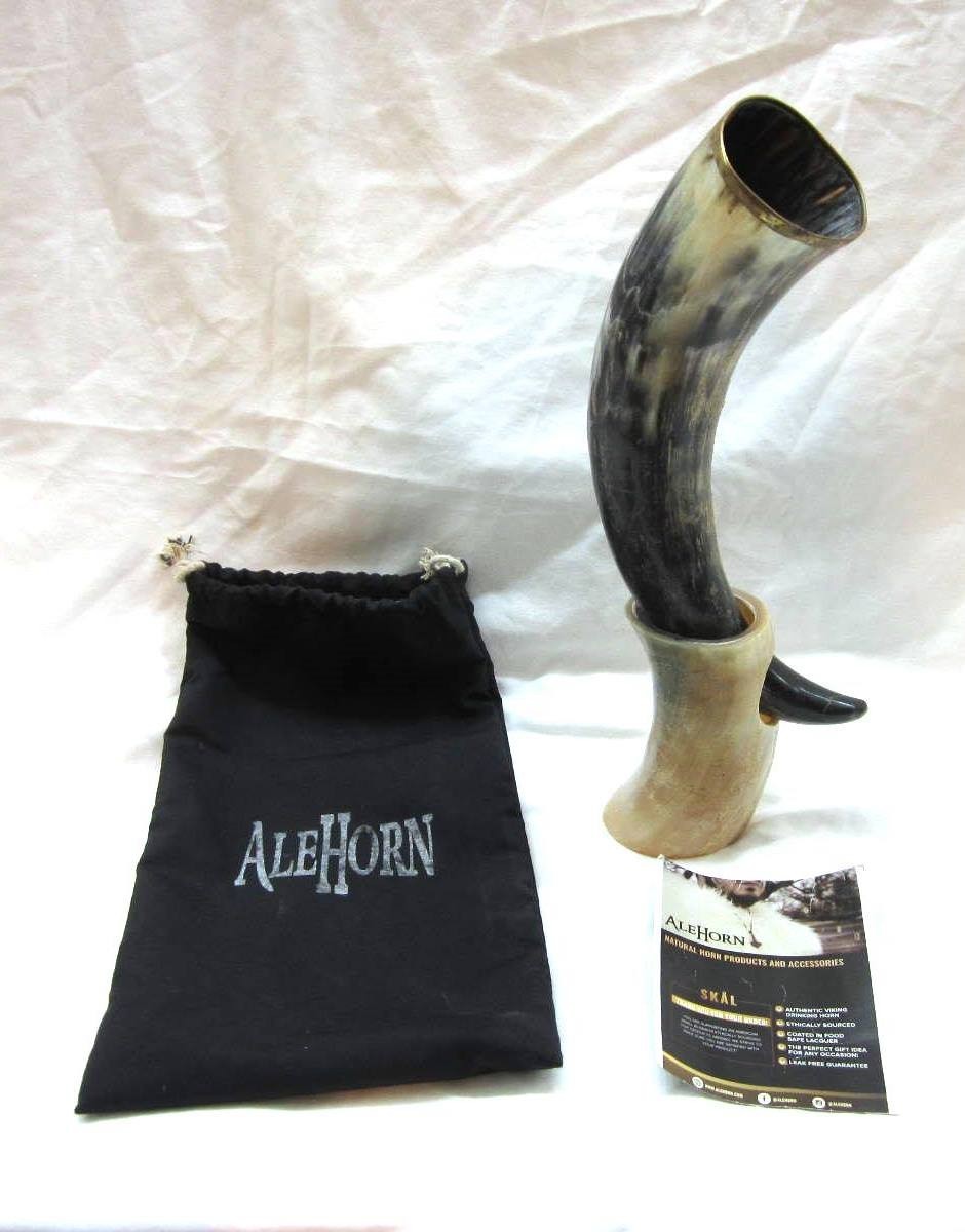 Alehorn Viking Horn Natural Curved Ox Viking Drinking Horn 12\