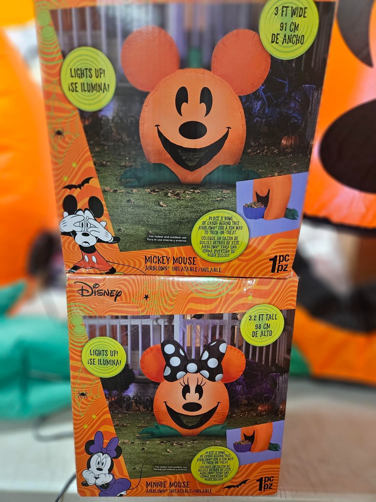 Gemmy 3ft Tall Disney\'s Mickey & Minnie Cutie Couple Halloween Inflatable