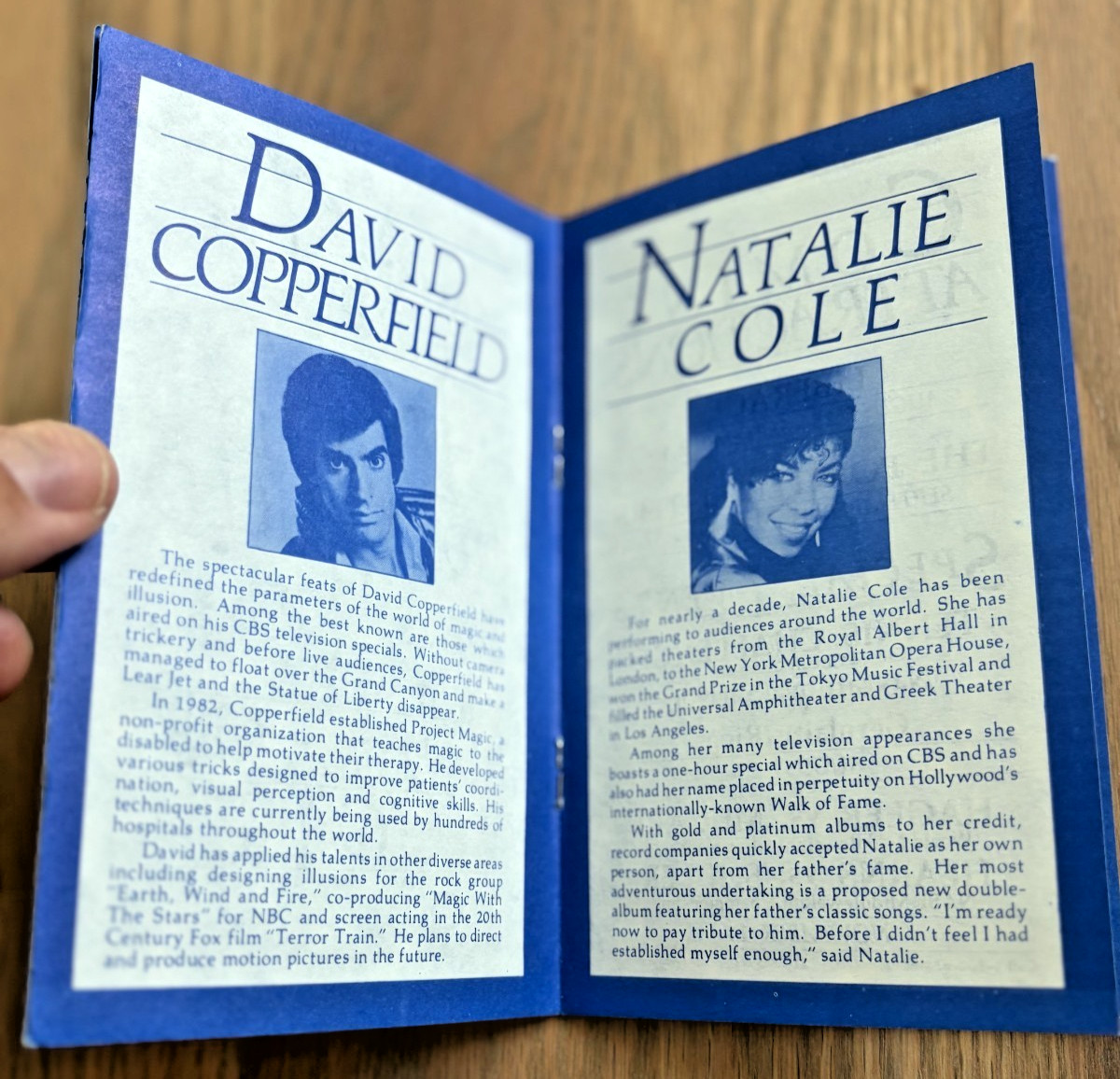 1984 Brochure - David Copperfield Natalie Cole Caesars Palace Circus Maximus