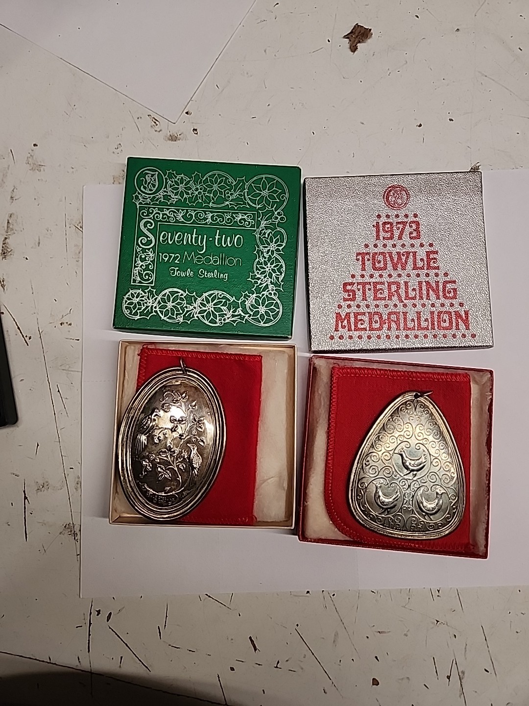 Vintage 1972, 1973 Towle Sterling Silver Christmas Medallion Lot In Boxes
