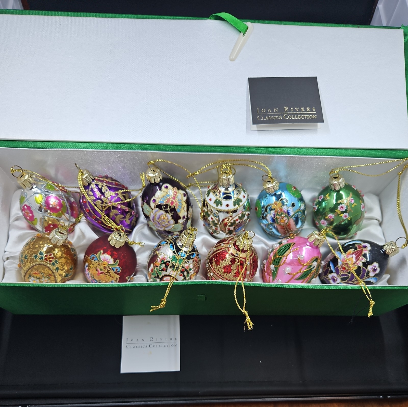 Joan Rivers 12 Glass Egg Christmas Ornaments  Russian Faberge Inspired 2018 NICE