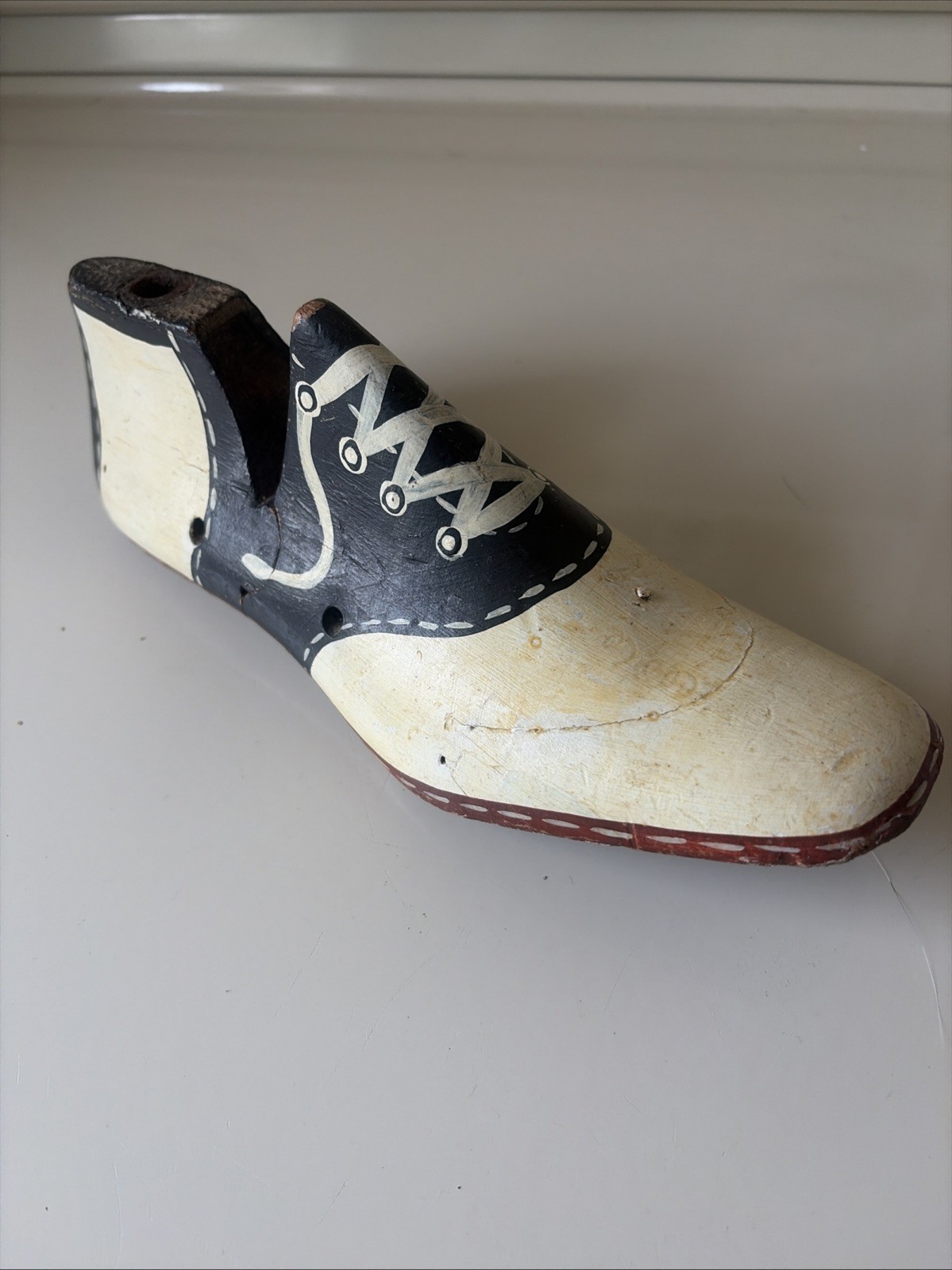 Solid Wood Collectible 1950s Saddle Shoe Sculpture Handmade By Artist B. Ottman