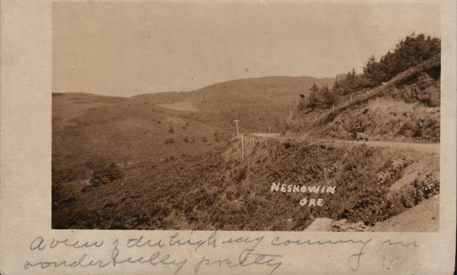 A View of the Highway Neskowin Oregon Postcard Pmk 1924