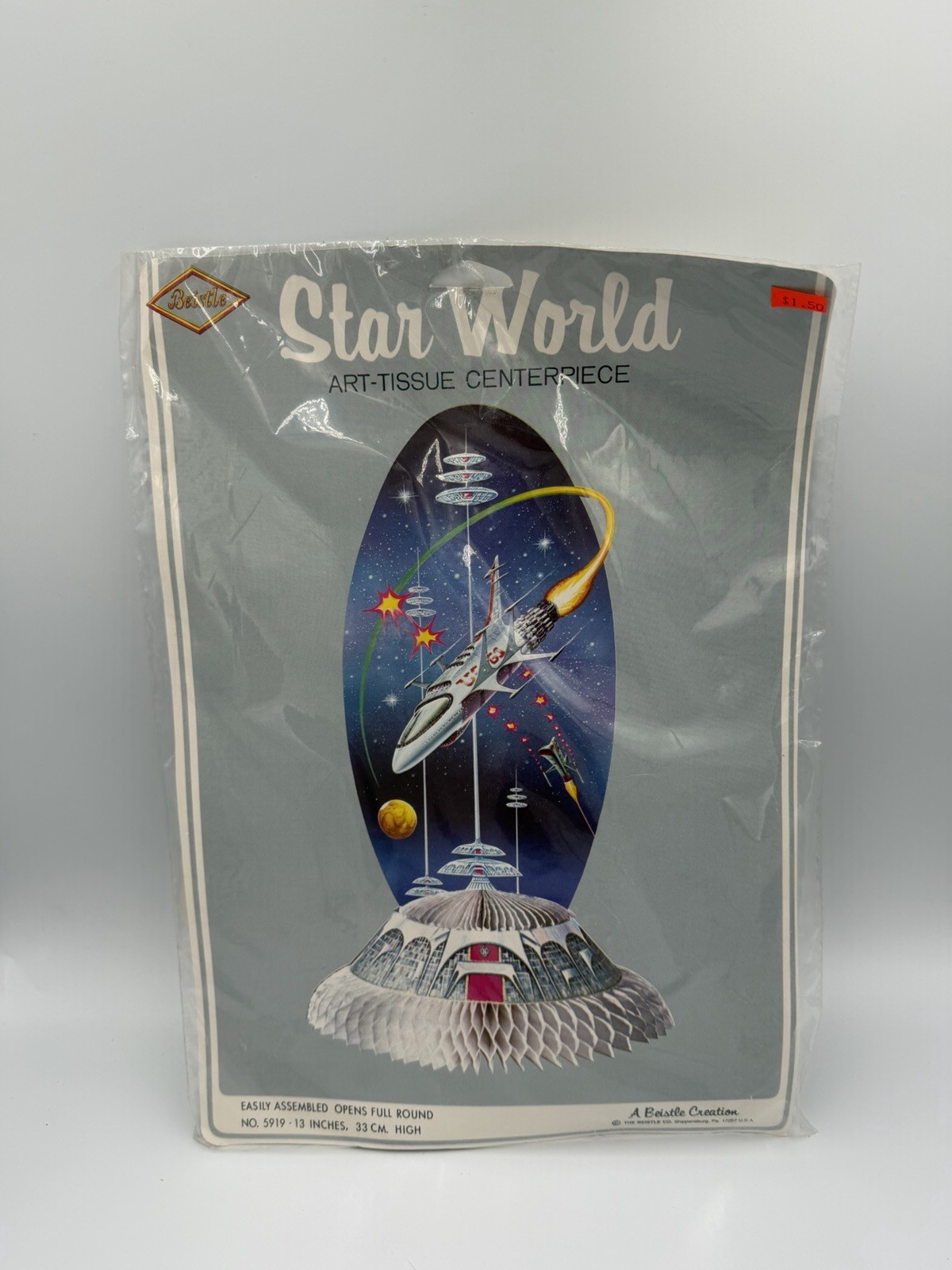 Vintage 1970 Beistle Star World Space Centerpiece Honeycomb Sealed NOS  Retro