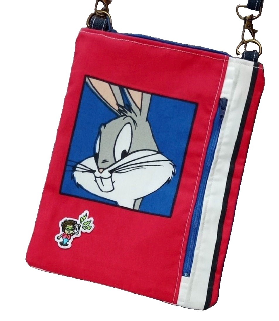 Reworked Vintage Bugs Bunny Crossbody Bag Handmade Upcycled Looney Tunes Unisex