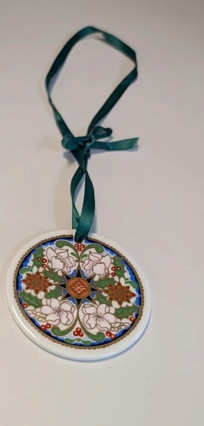 Vintage Royal Crown Derby Round Christmas Ornament English Fine Bone China Vintage Royal Crown Derby Round Christmas Ornament English Fine Bone China