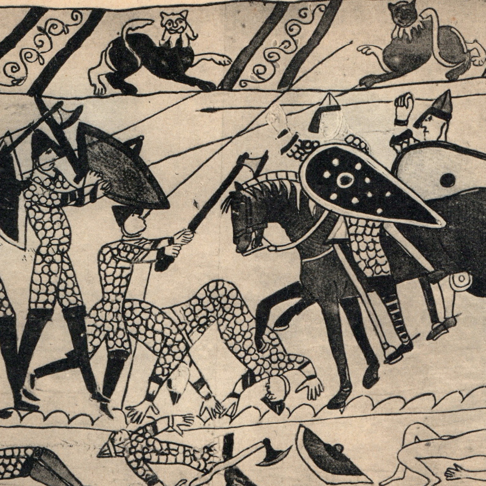 c1910s Bayeux, France Post Card Queen Matilda Tapestry King Harold Death Battle
