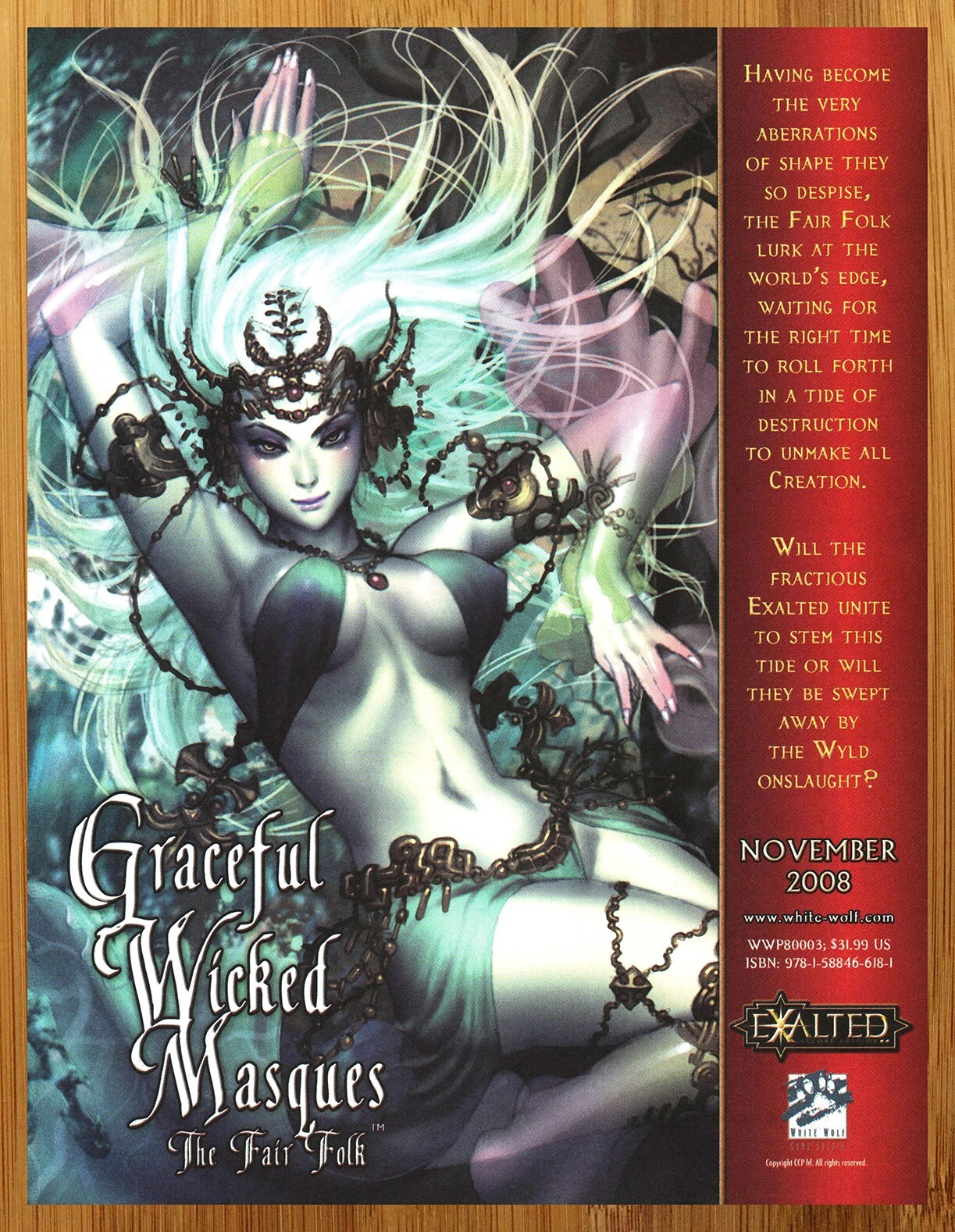 2008 Exalted RPG Fair Folk Print Ad/Poster White Wolf Fantasy Game Promo Art 00s