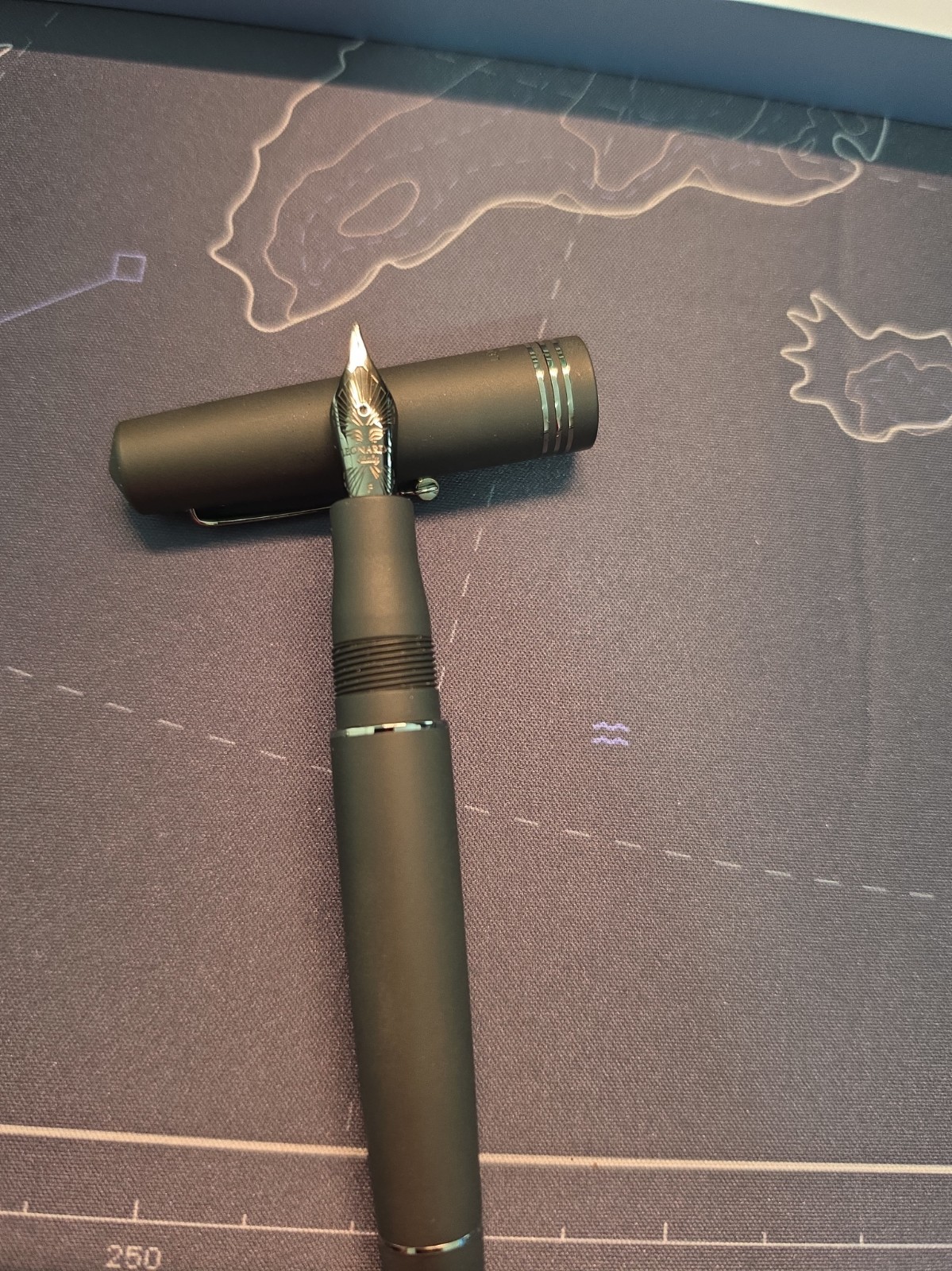 Leonardo Momento Zero Matte Black with Ruthenium Fountain Pen Fine Nib