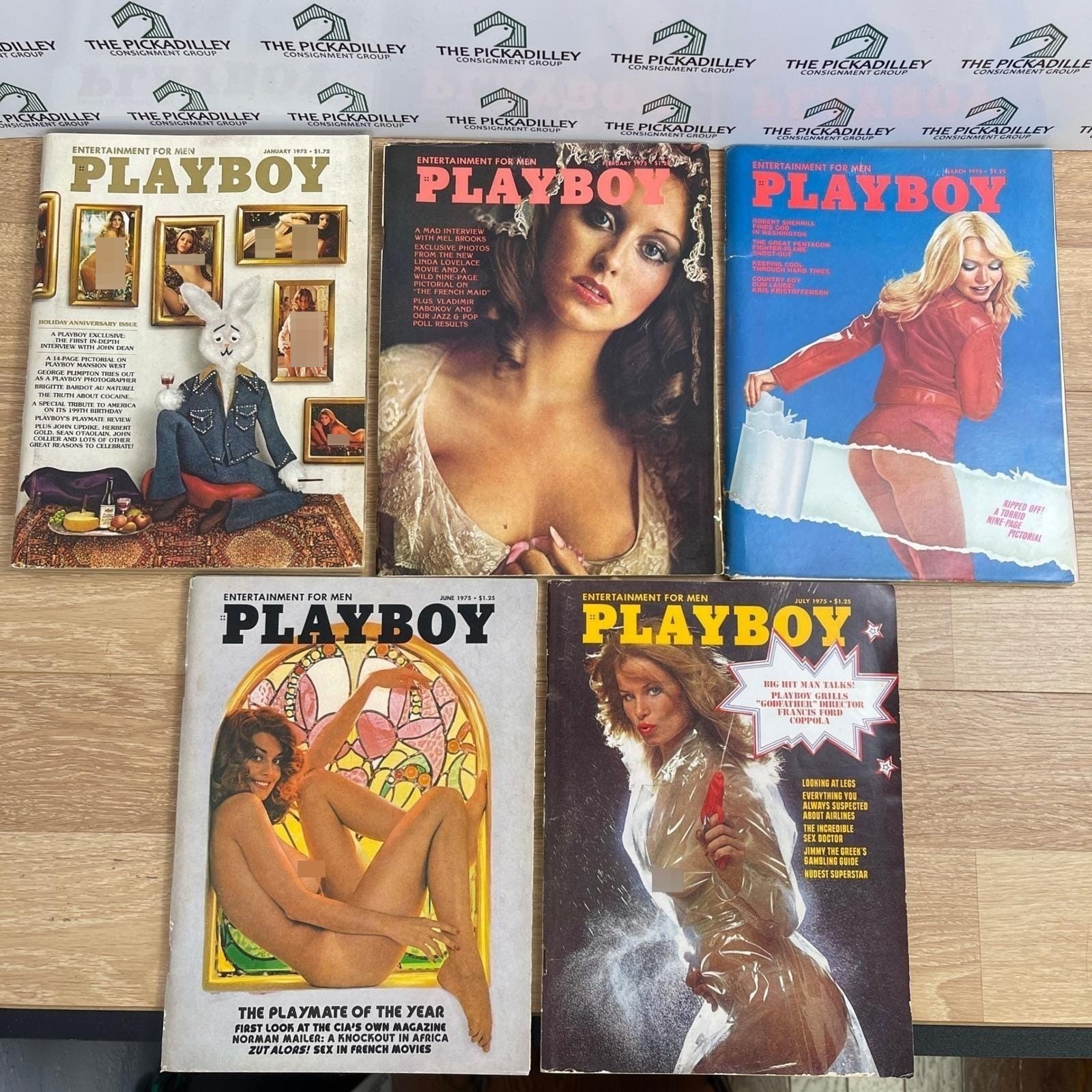 Vintage Playboy Magazine Lot 1975 Jan Feb Mar Jun Jul 5 Issues Collection