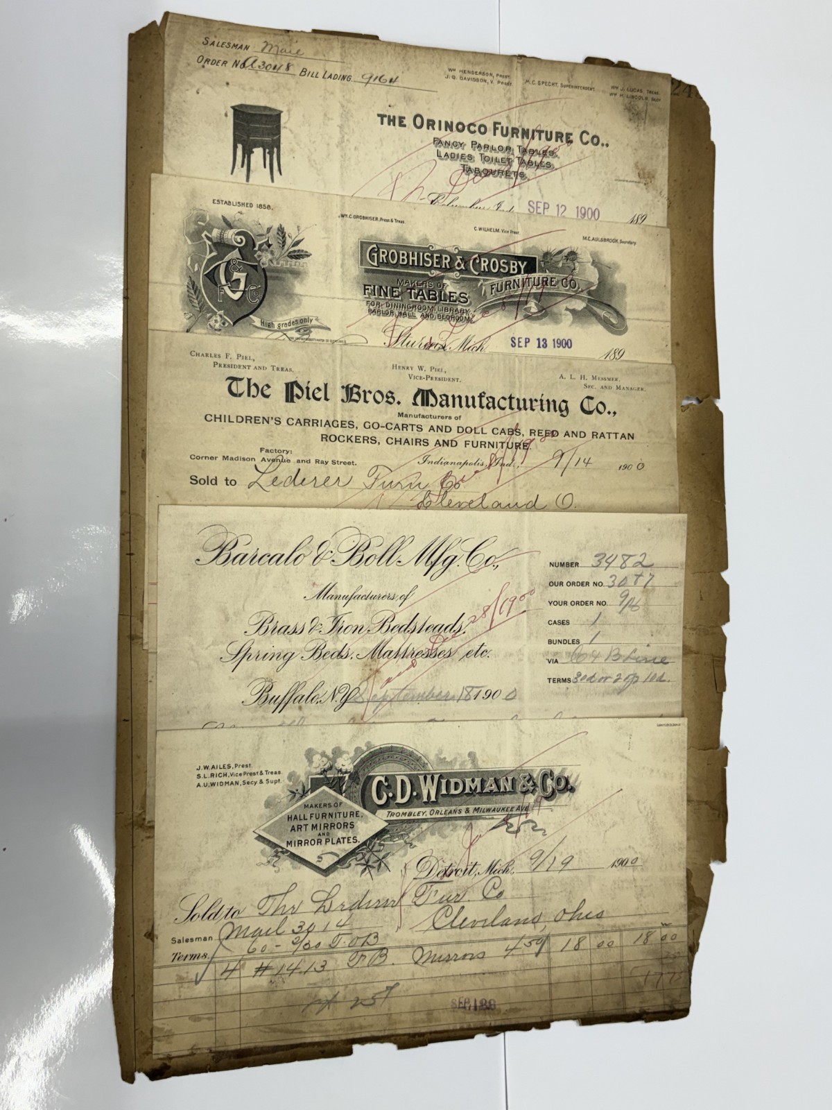 Vintage Invoices from 1900 Total of Ten Vintage Invoices from 1900 Total of Ten