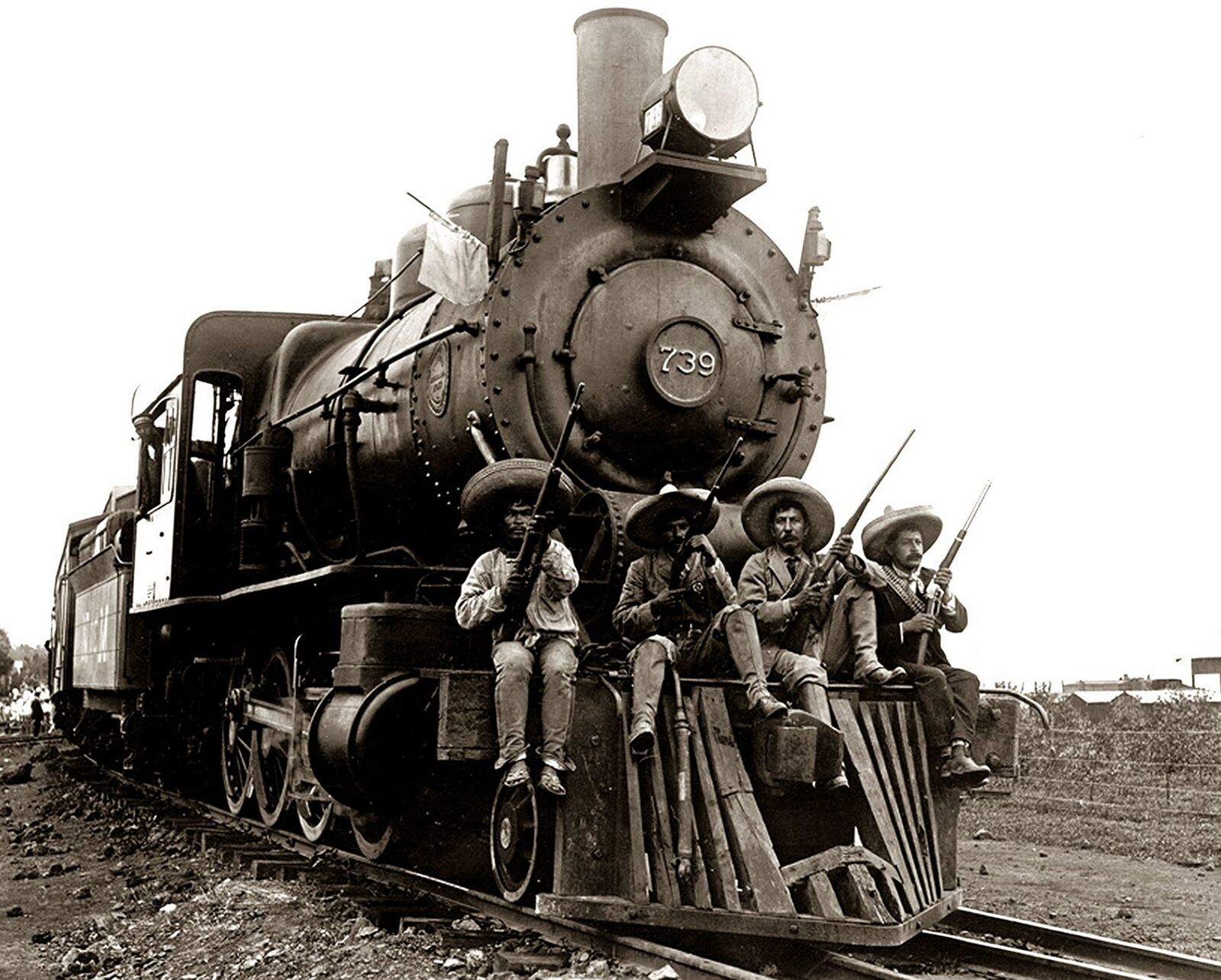 1911 MEXICAN REVOLUTION PHOTO Emiliano Zapata & Supporters on Locomotive (220-A)