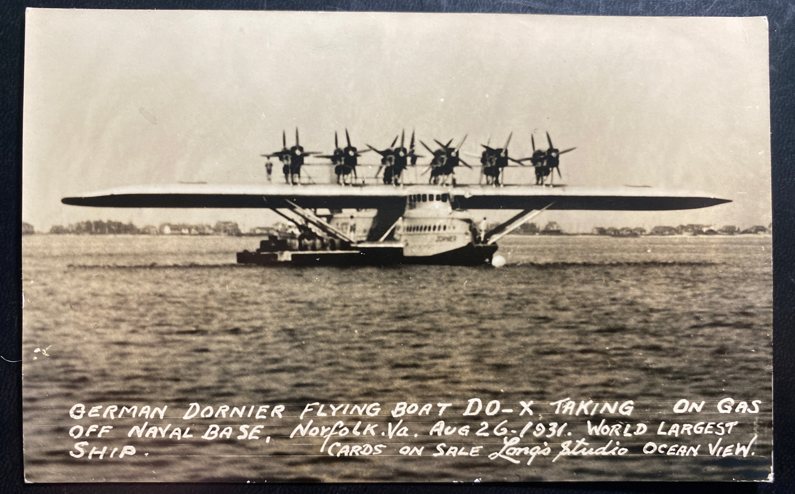Original Photo German Dornier DOX Giant Seaplane 1931 Flying Boat Taking Gas