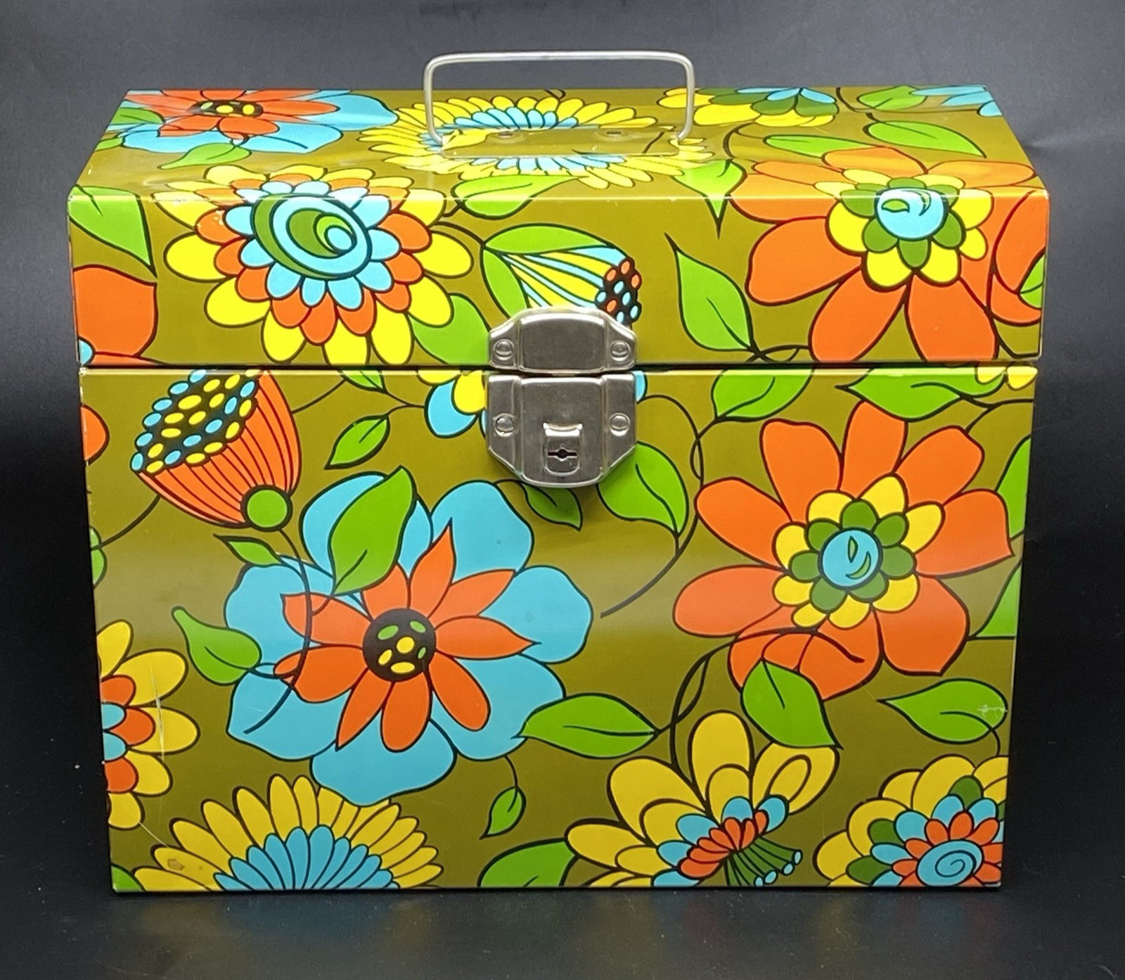 Vtg Ballonoff Storage Box Retro 70s MCM Groovy Flower Power Divider Mod No Key
