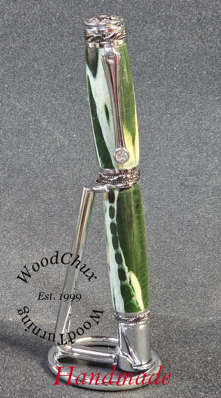 Handmade Exotic Alligator Jaw Bone & Green Resin Rollerball Or Fountain Pen 1617