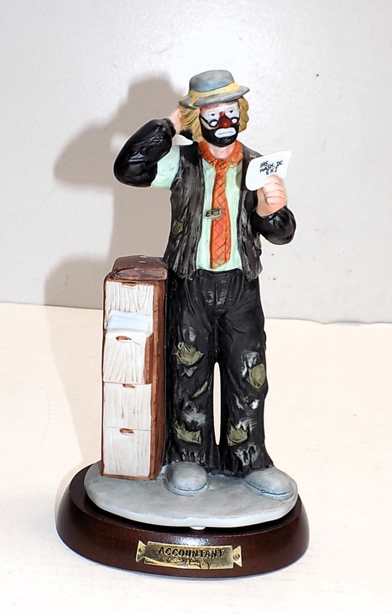 Emmett Kelly, The Professional Series, The Accountant. Signed 1990
