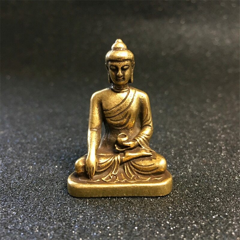Retro Brass Sakyamuni Buddha Miniature Figurine Desk Decoration Crafts