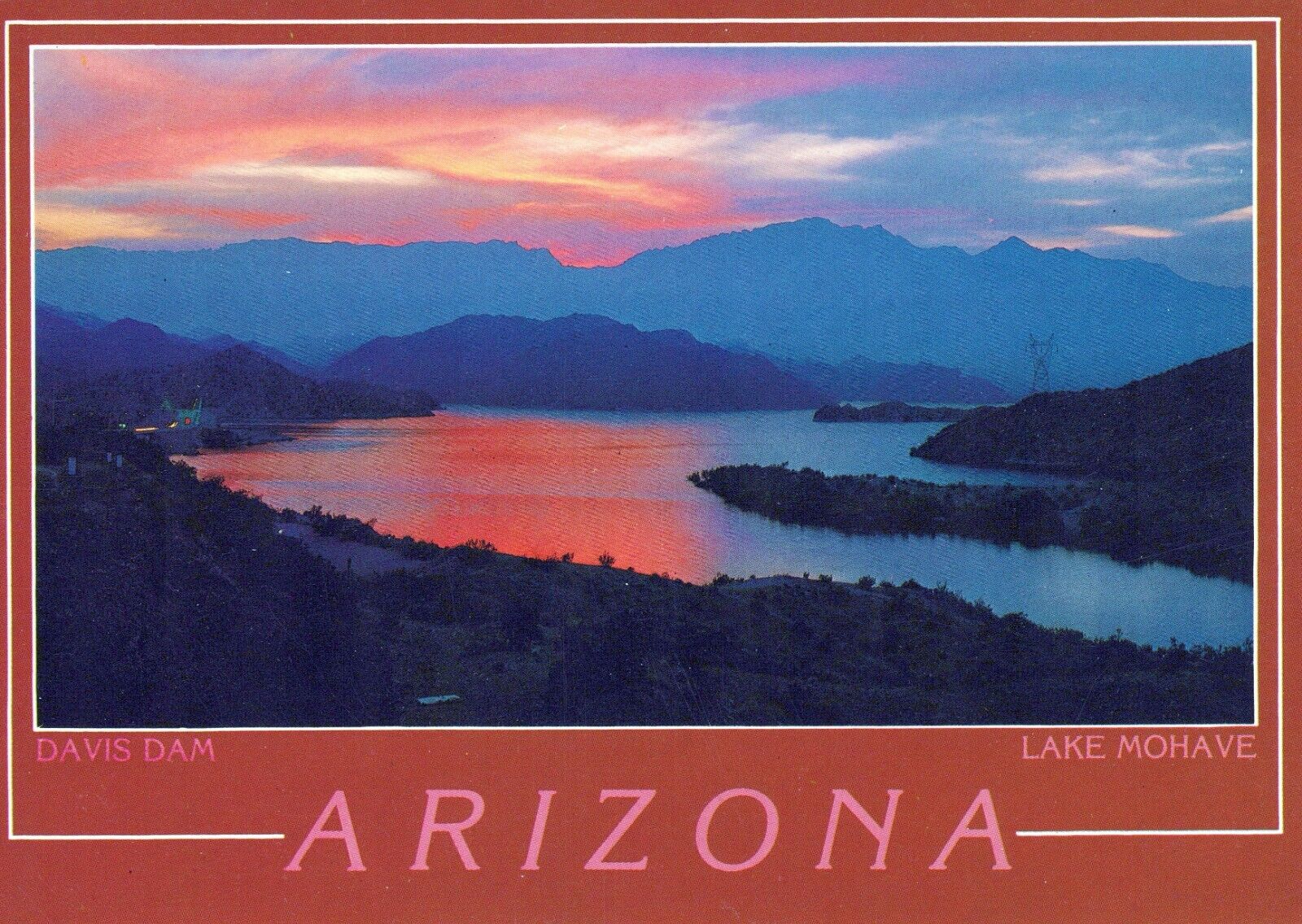 Davis Dam Lake Mohave Arizona Nevada Chrome 4x6 UNP Postcard
