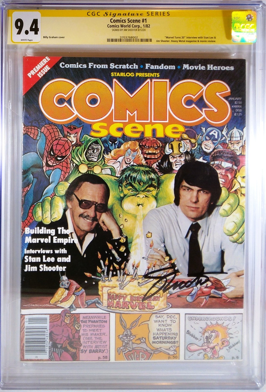 🔴🔥 CGC 9.4 JIM SHOOTER SIGNED COMICS SCENE #1  STAN LEE 1981 STARLOG MAGAZINE