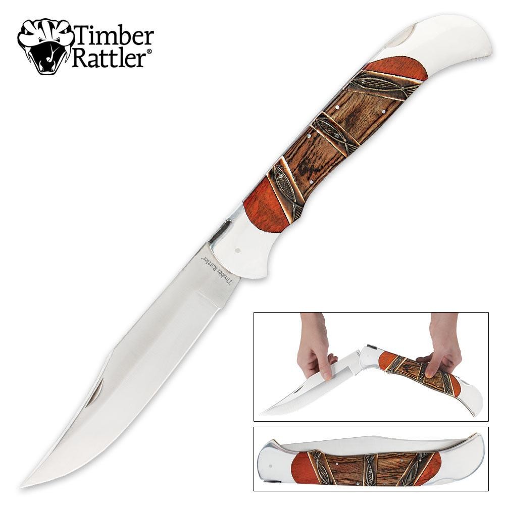 Giant Knife Huge Timber Rattler Scarab Lock Back Folder  NEW - BIG MONSTER