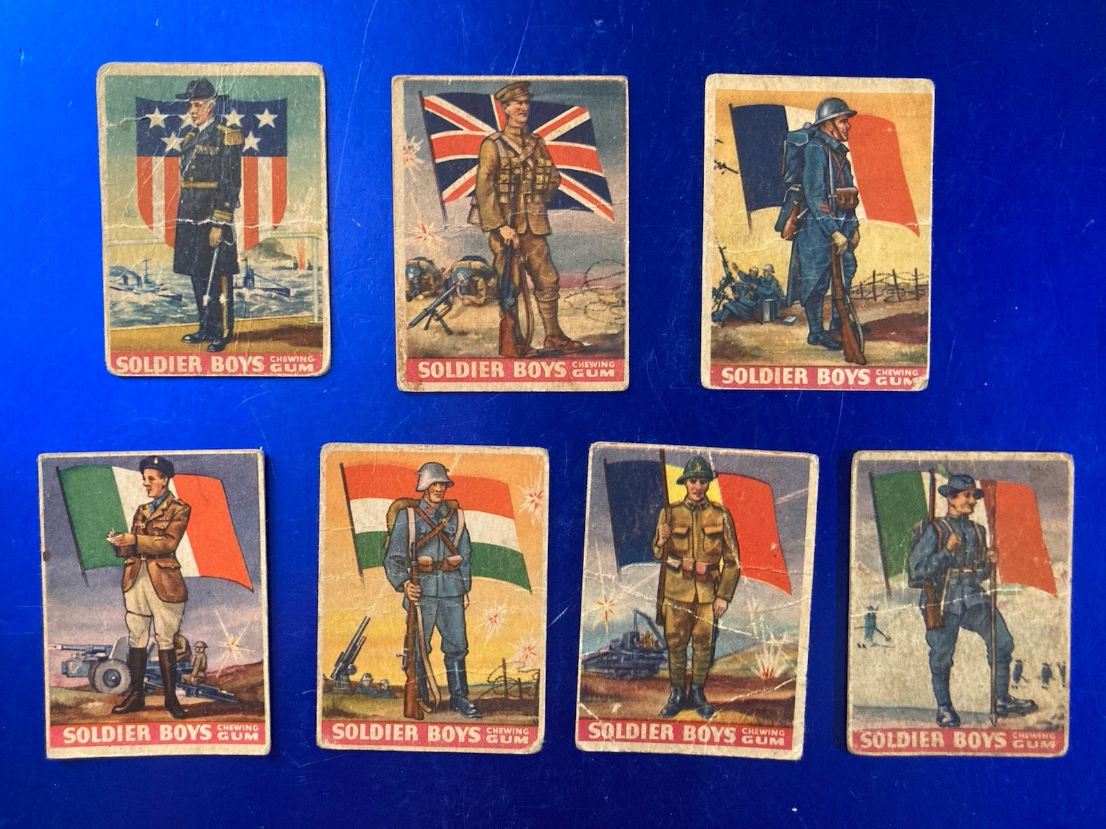 1936 Goudey Gum Soldier Boys - Lot Of 7 With #1 U.S. Admiral