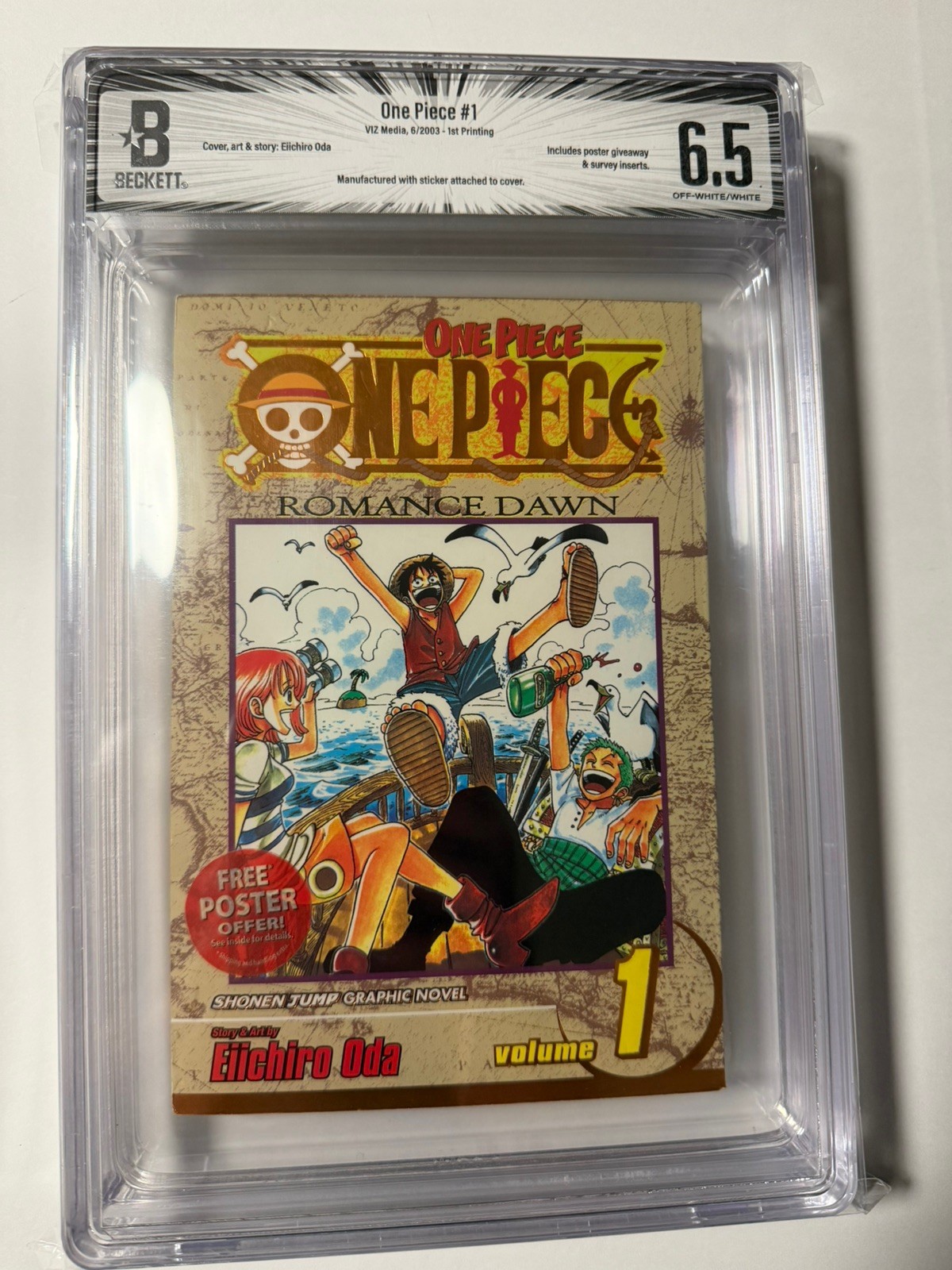 One Piece #1 Volume 1 English First Print Edition BGS 6.5 Gold Foil June 2003