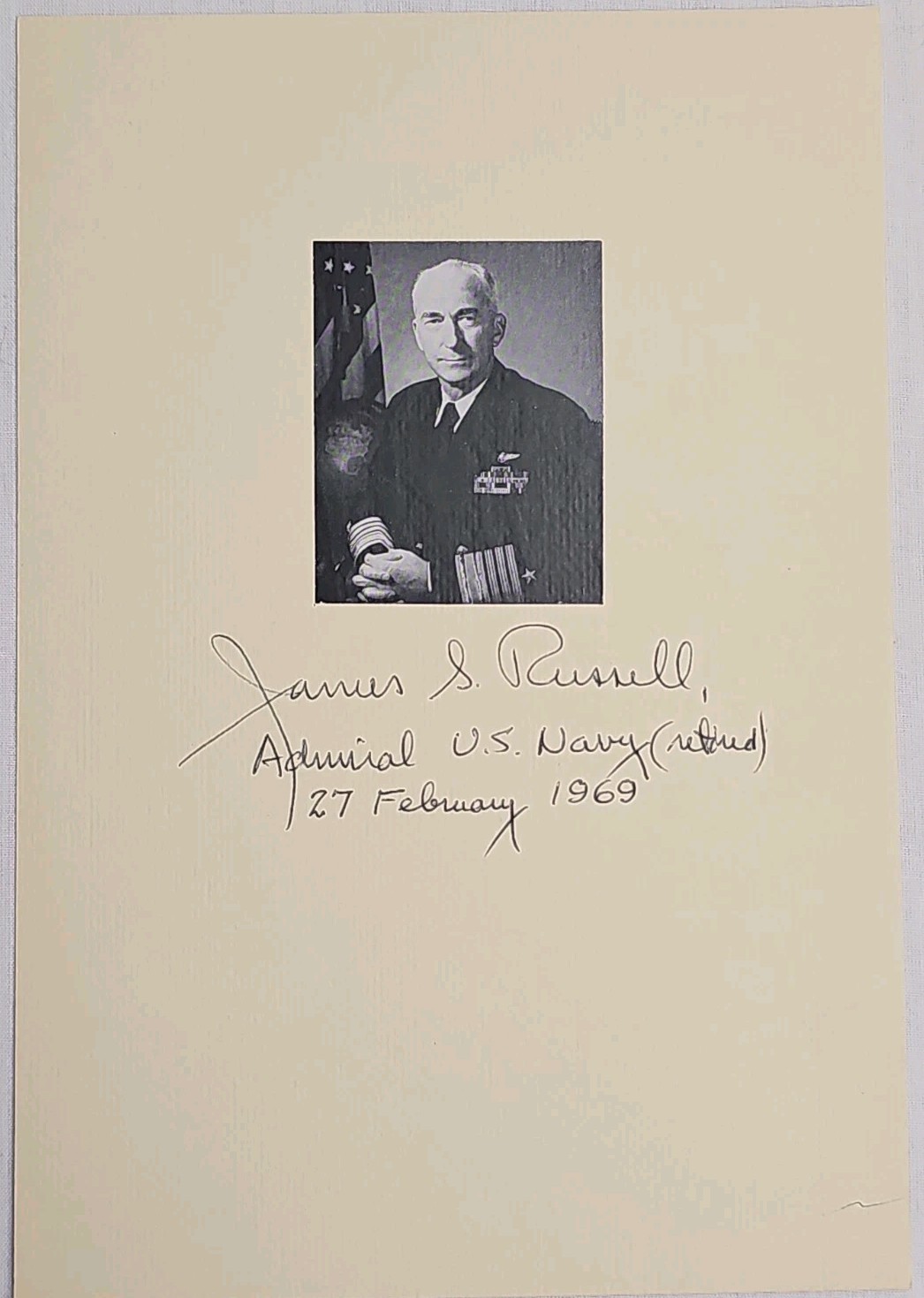 Admiral James S. Russell - Nato Commander, Photograph Signed Autographed 