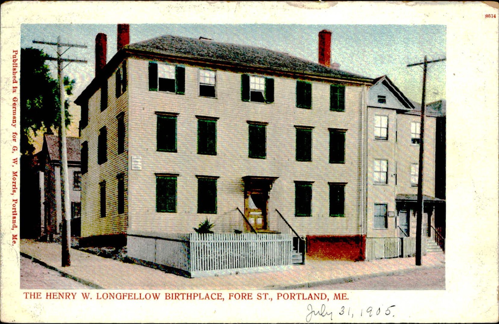 Postcard 1905 postcard of Henry W. Longfellow's birthplace