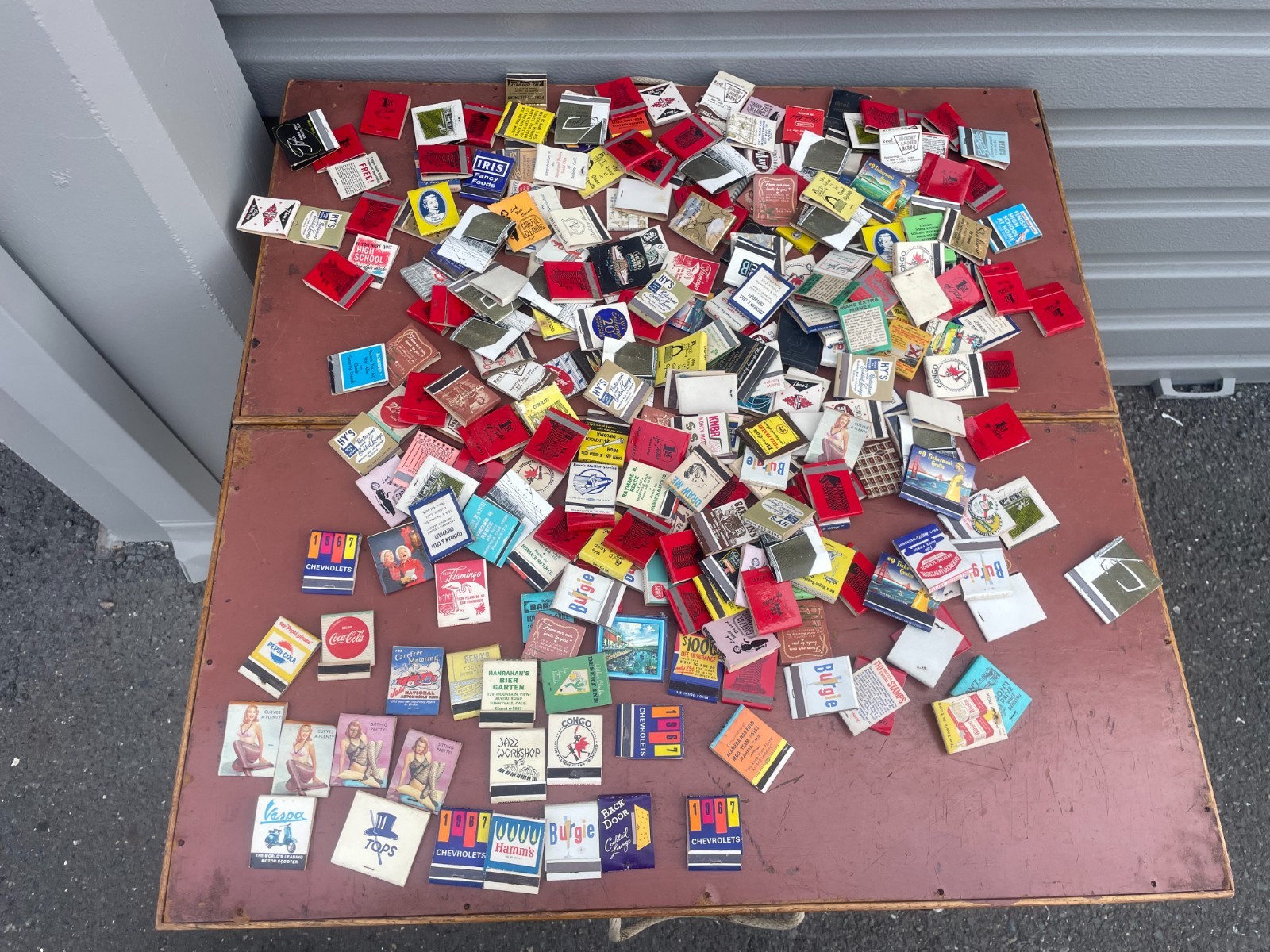 Huge Lot 349 Vintage Matchbooks 1967 Chevy Hamms Strip Clubs Vespa Frisco Coke
