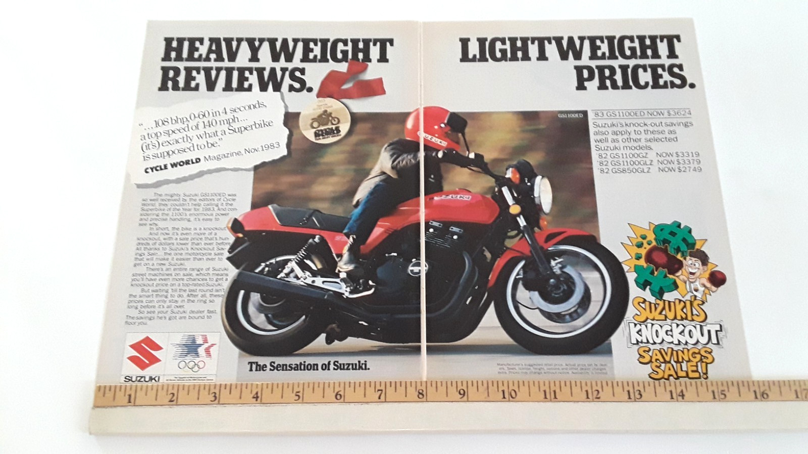 1982 - 1983 SUZUKI  GS 1100 - ORIGINAL 2 PAGE AD
