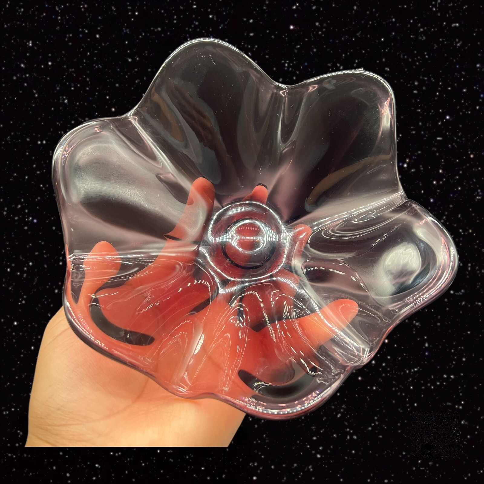 Amethyst Art Glass Bowl Dish Blown Glass Vintage 7”W 2”T