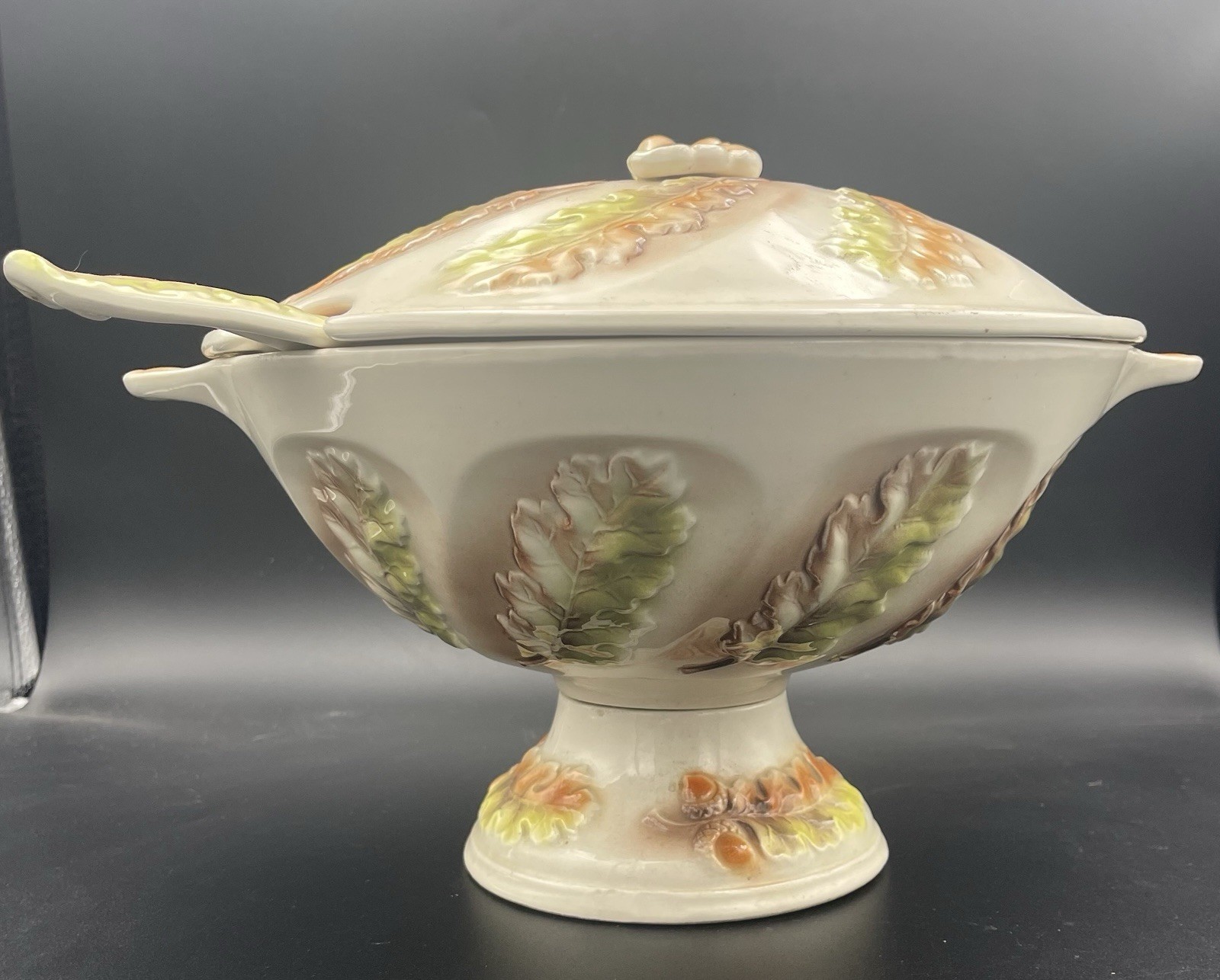 Vintage 1959 Sunkist Van Nuys CA Soup Tureen Leaf Design W/Lid & Ladle
