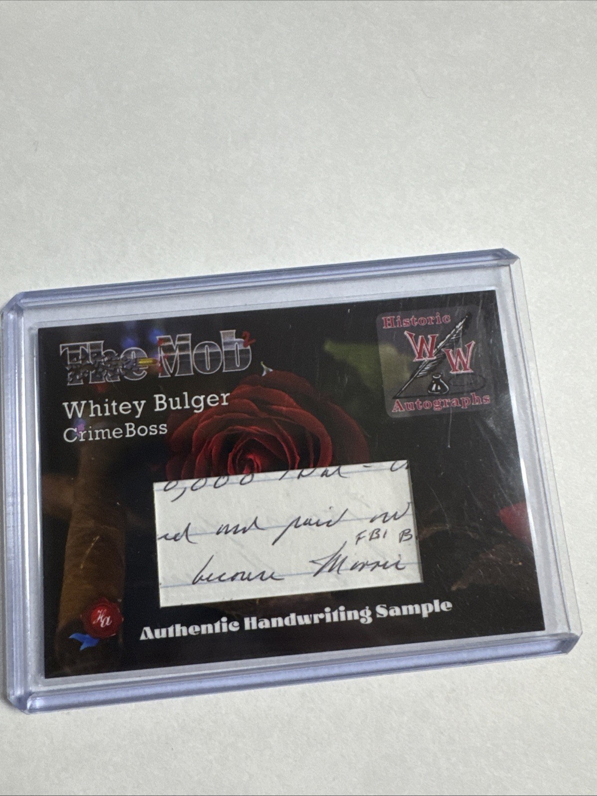 Historic Autographs The Mob2 Whitey Bulger Handwriting Sample Card