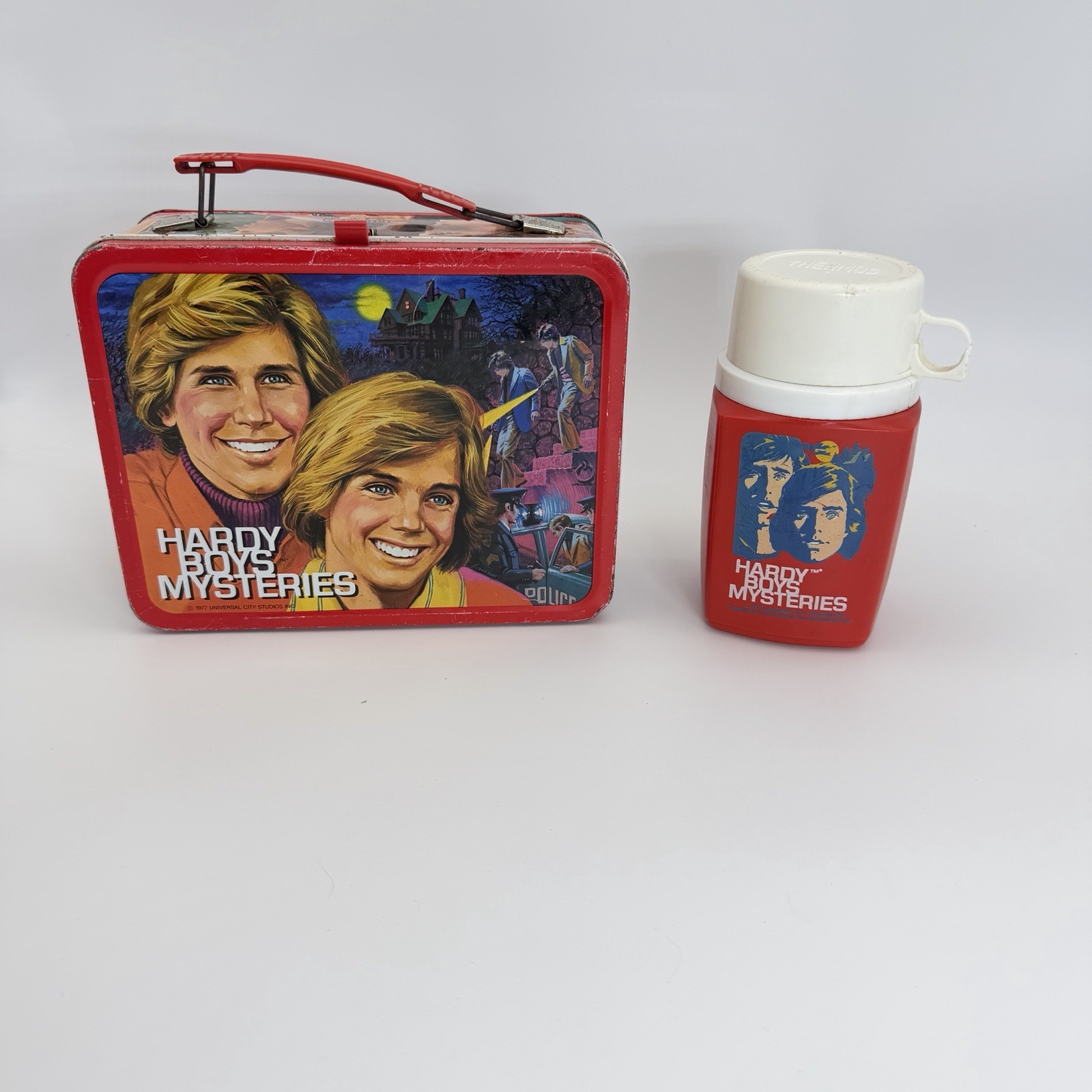 1977 Hardy Boys Mysteries Metal Lunchbox & Thermos King-Seeley Shaun Cassidy