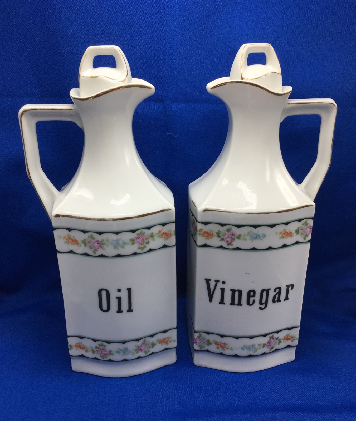 Vintage Bavarian Porcelain Oil & Vinegar Cruet Set