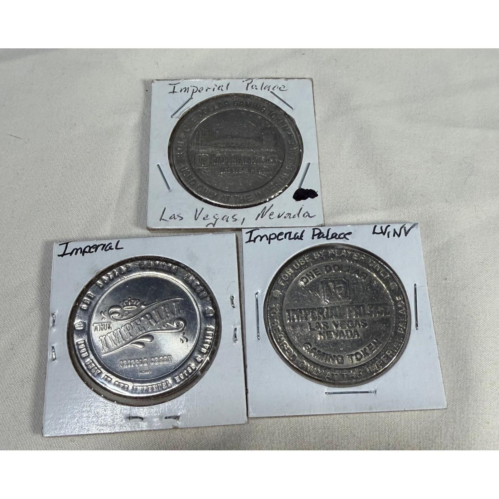 Lot of 3 Vintage Imperial Palace Las Vegas & Cripple Creek $1 Gaming Tokens