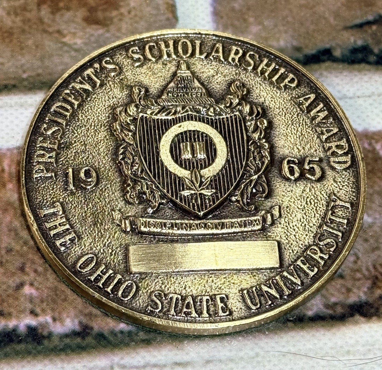 1965 Ohio State University President Scholarship Award-Balfour Bronze Medallion 1965 Ohio State University President Scholarship Award-Balfour Bronze Medallion