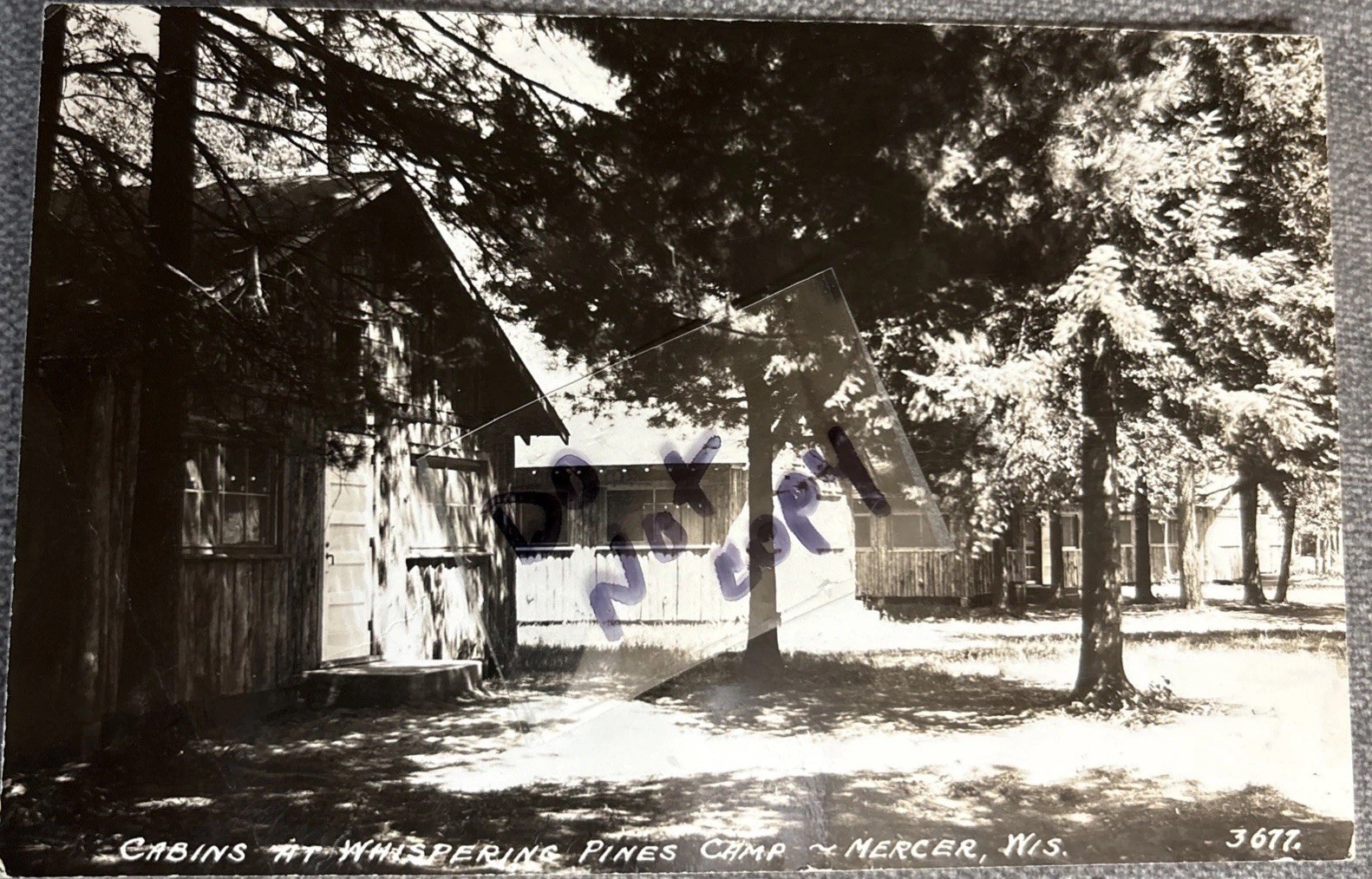 Mercer WI Log Cabins at Whispering Pines Camp Real Photo Postcard Wisconsin