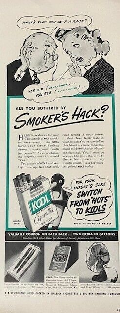 Rare Vintage Original 1941 Kools Cigarette Smoking Menthol Advertisement