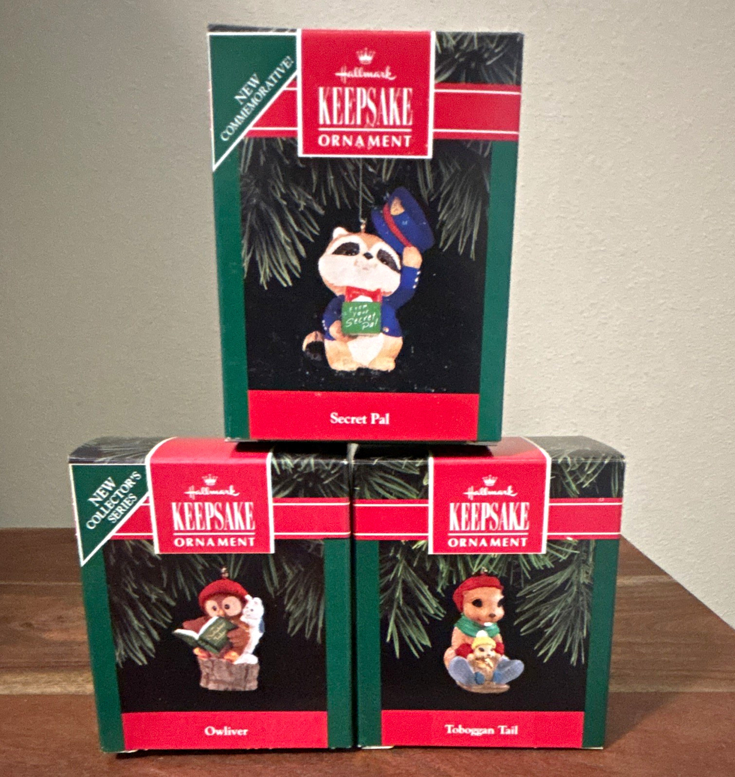 Lot of 3 Hallmark Keepsake Christmas Ornaments 1992 Animals NEW IN BOX