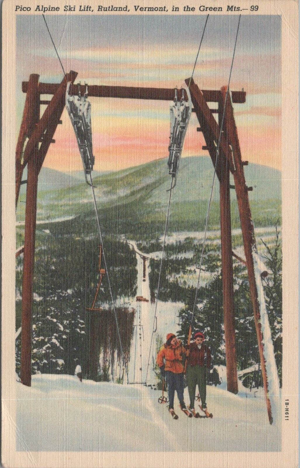 Postcard Pico Alpine Ski Lift Rutland Vermont Green Mts