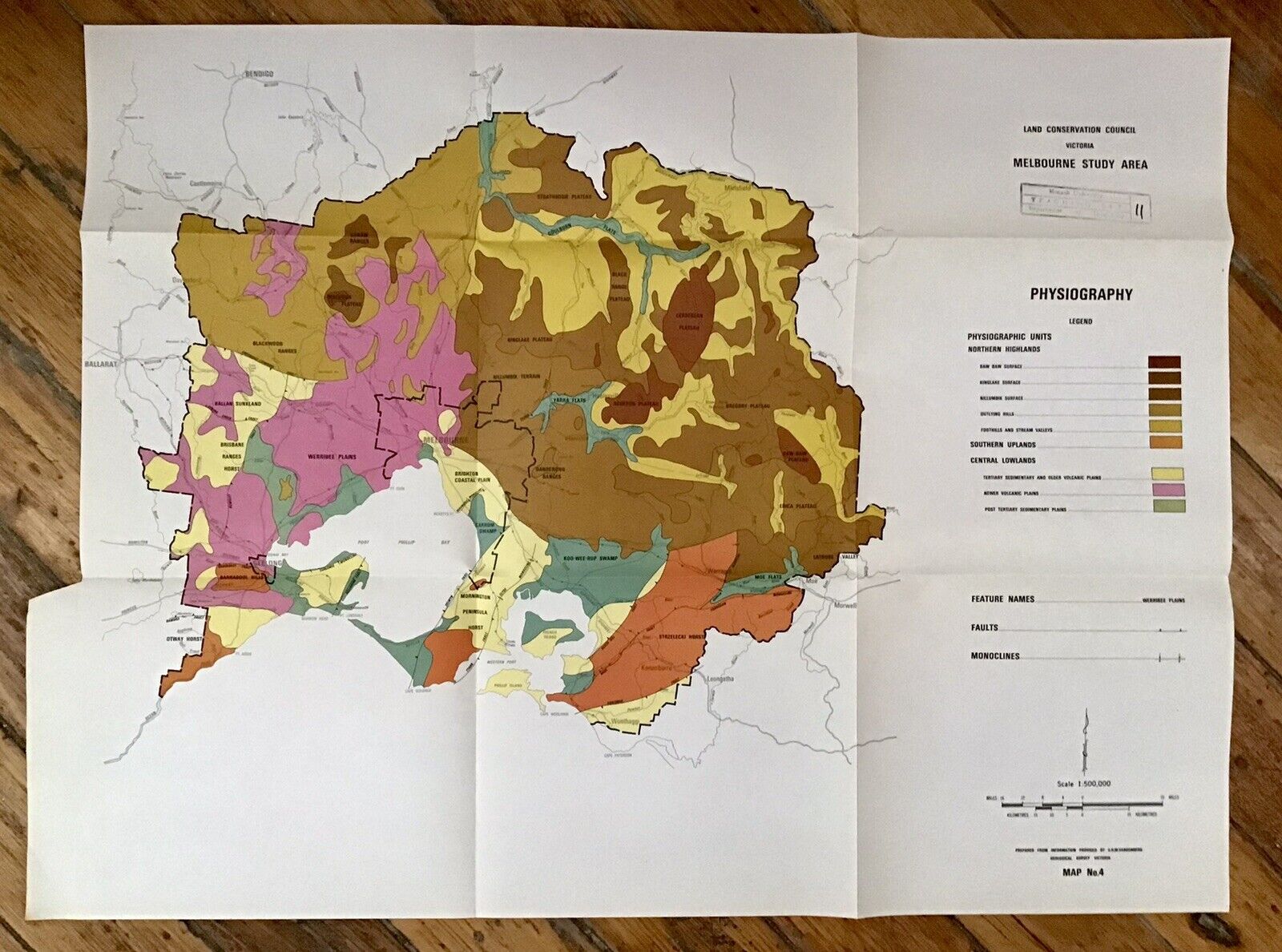 Vintage Map x 1 Cartography Monash University 1975 Melbourne Physiography