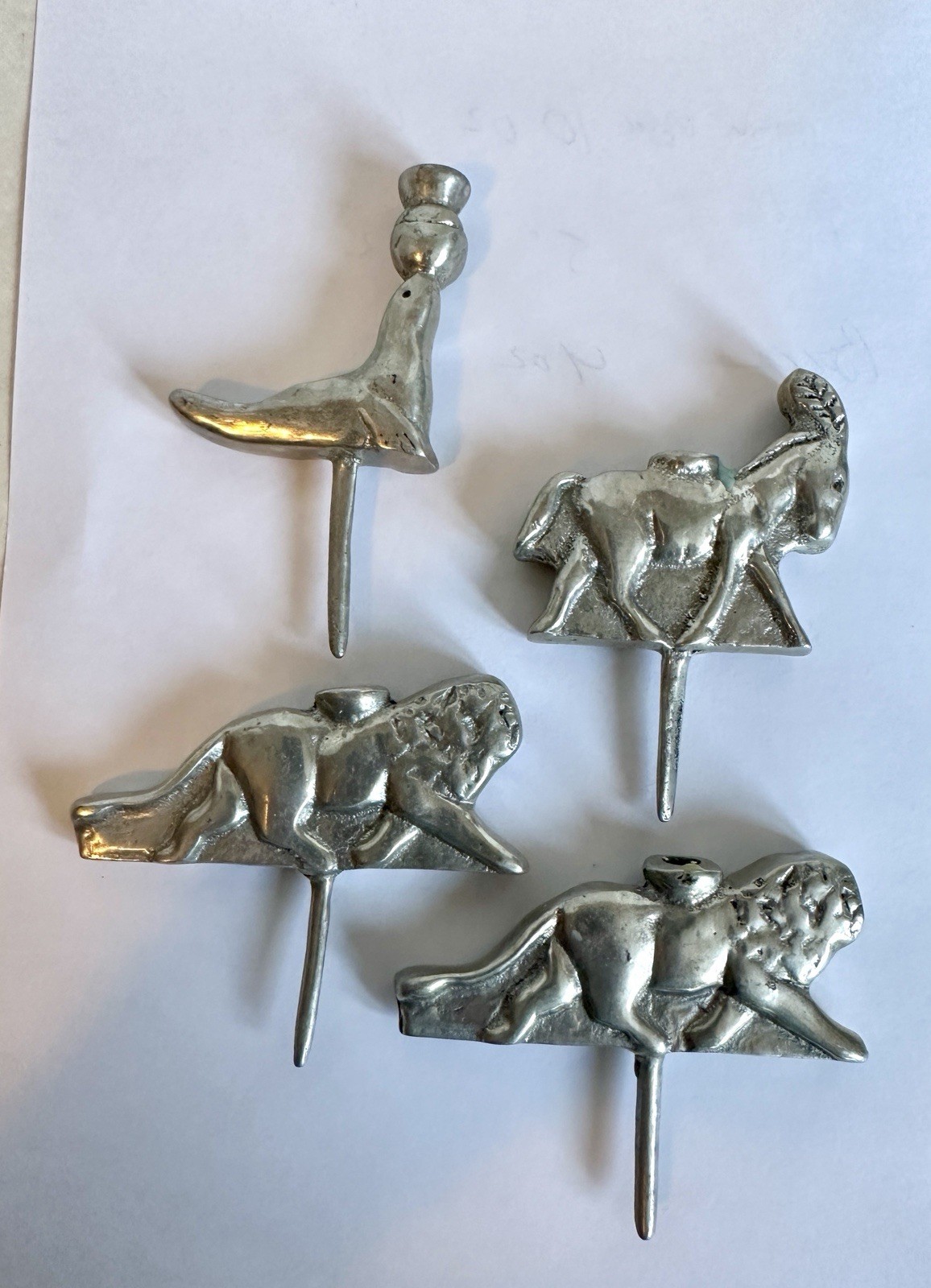 Mariposa Brillante Metal Birthday Candle Holders Animals 4 Pc Horse Lion Seal