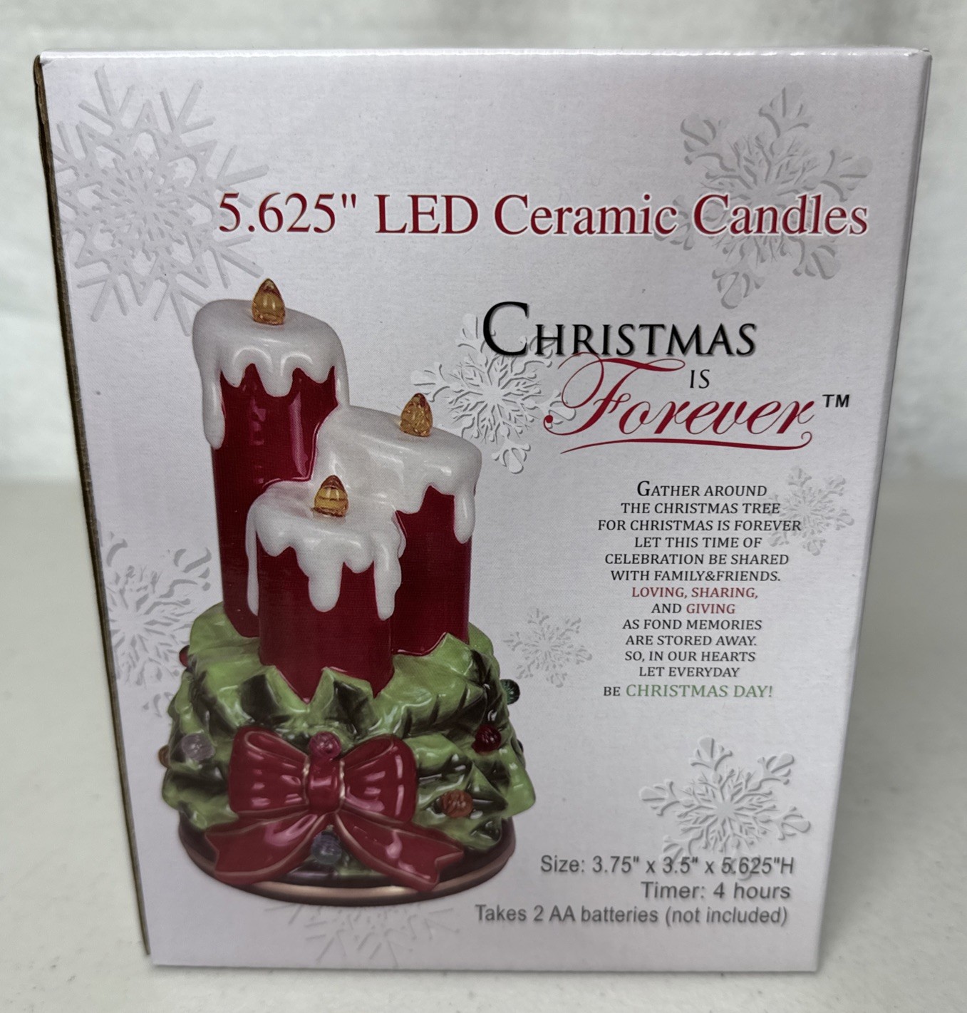 Christmas Is Forever LED Ceramic Candles Christmas Decor New CH1