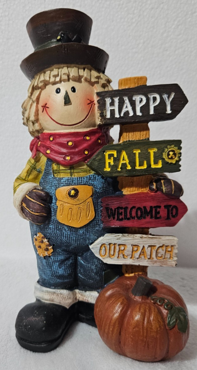Happy Fall  Harvest Scarecrow Pumpkin Patch Figurine/ Thanksgiving Fall Decor