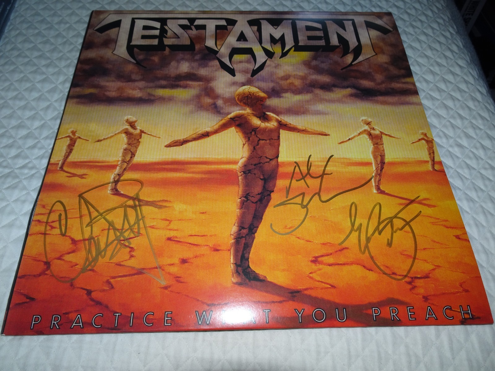 Testament practice what you preach vinyl LP Signed Alex Skolnick Chuck Billy