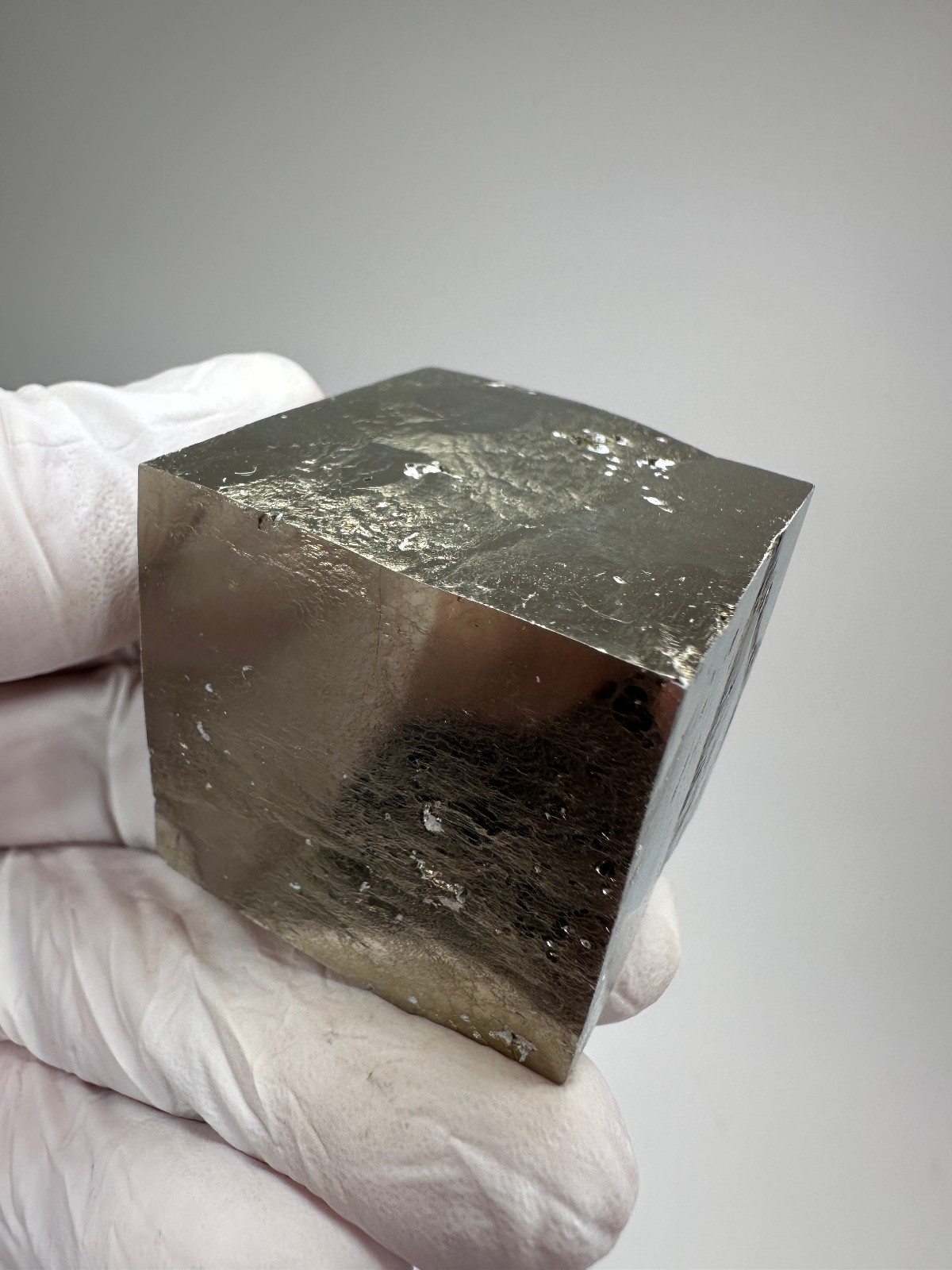 MIRROR SHINE__Beautiful Lusterous 1 1/2 '' Pyrite Cube__Navajun Mine, Spain
